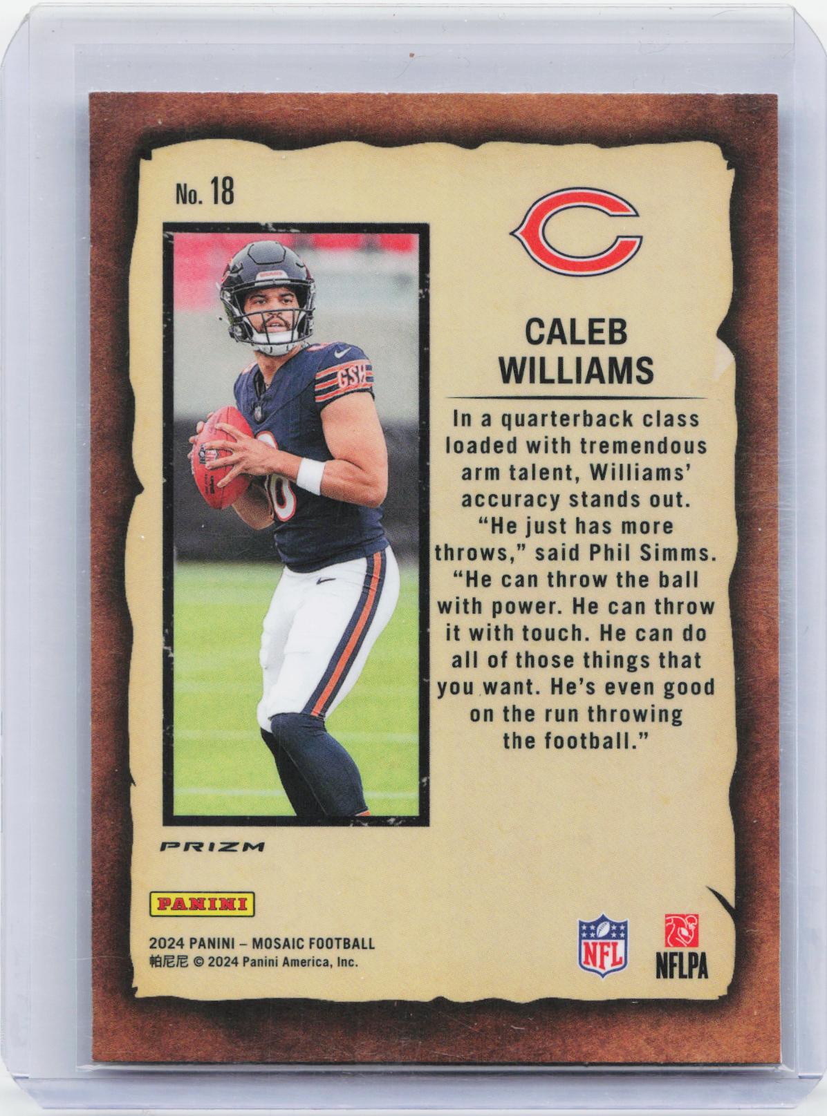 2024 Panini Mosaic #18 Caleb Williams Notoriety Mosaic