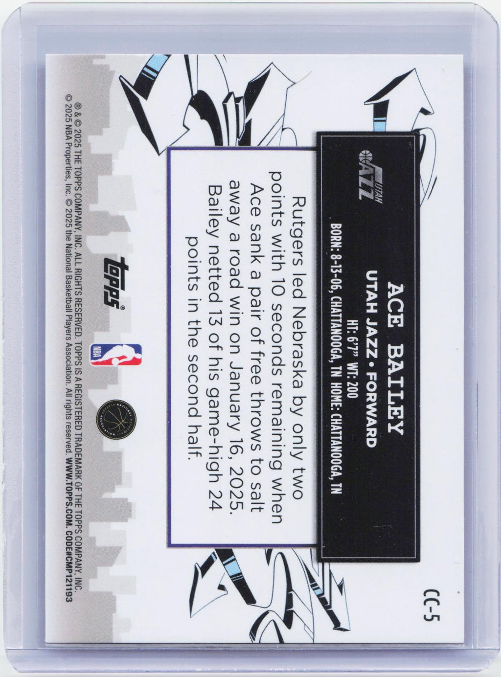 2025-26 Topps #CC-5 Ace Bailey Clutch City Prospects
