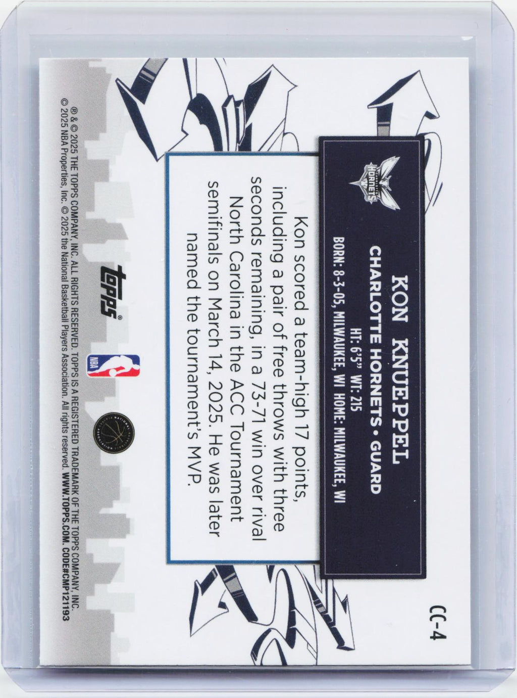2025-26 Topps #CC-4 Kon Knueppel Clutch City Prospects