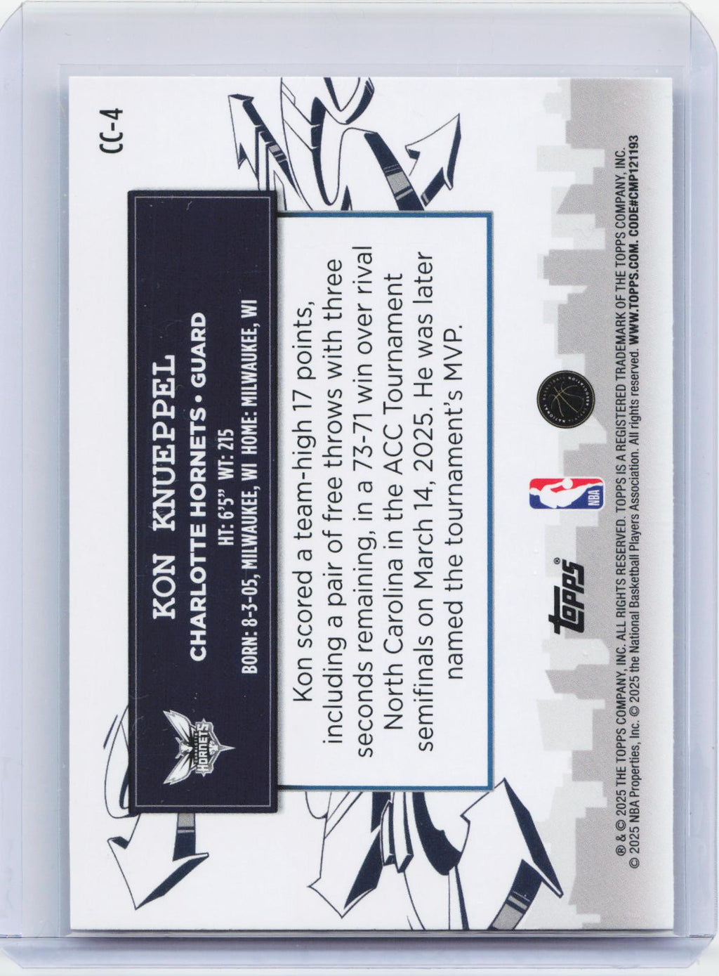 2025-26 Topps #CC-4 Kon Knueppel Clutch City Prospects