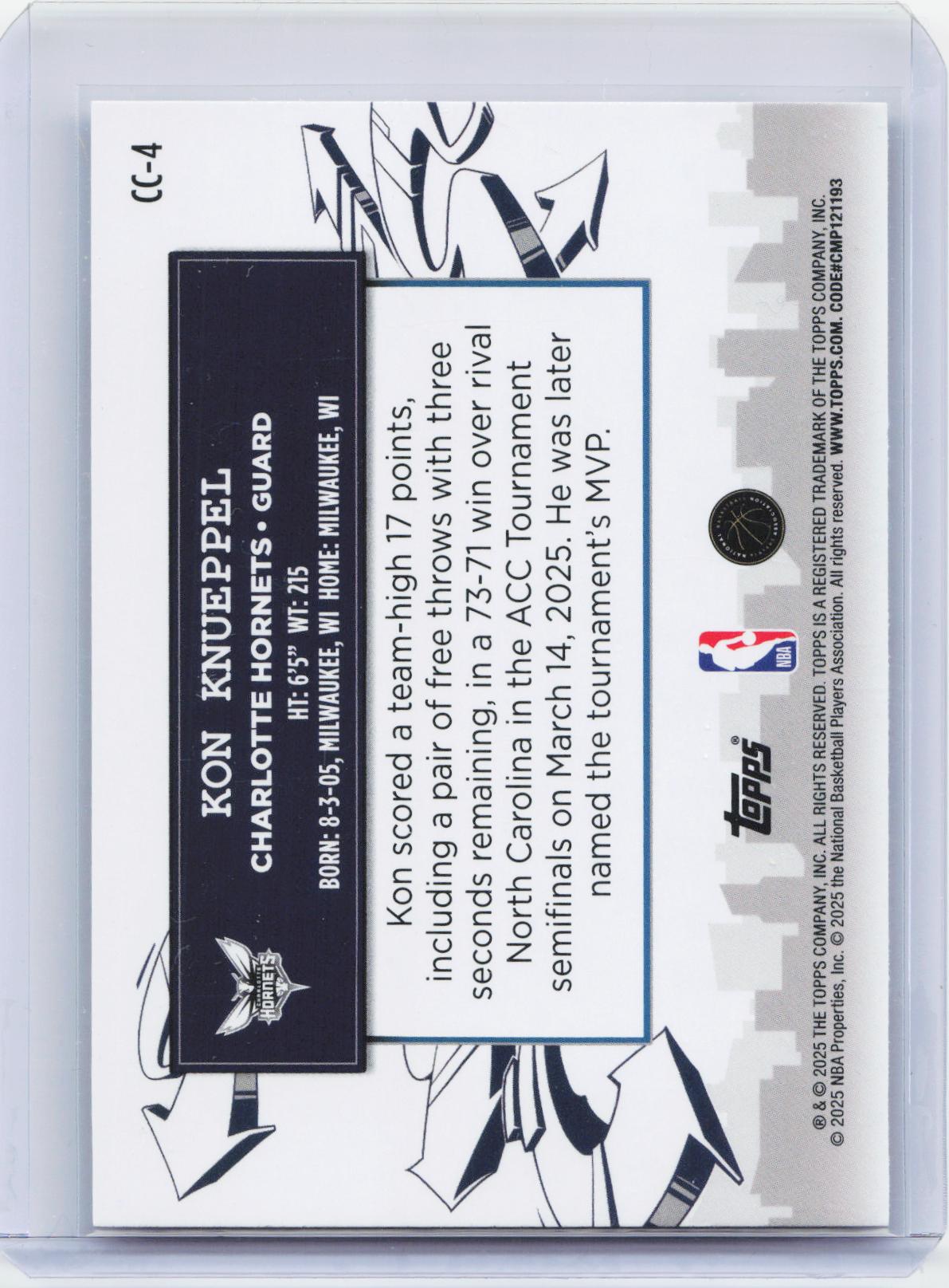 2025-26 Topps #CC-4 Kon Knueppel Clutch City Prospects