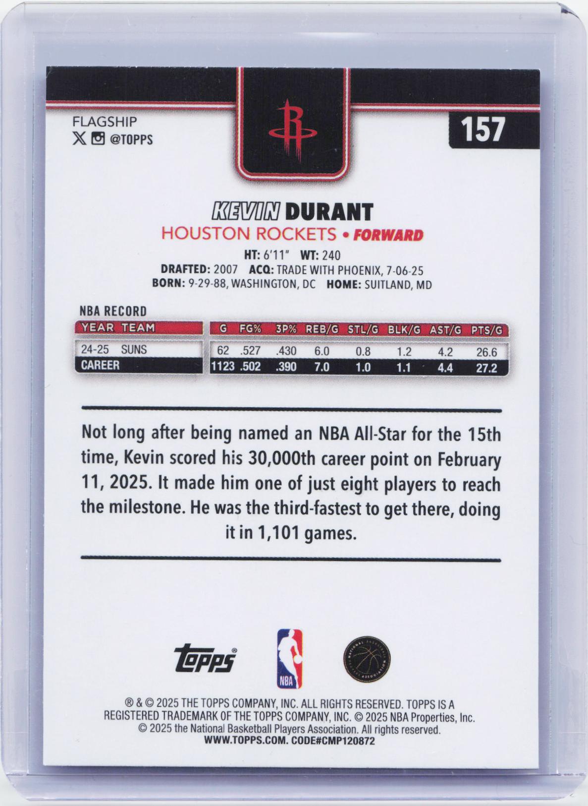 2025-26 Topps #157 Kevin Durant Diamante