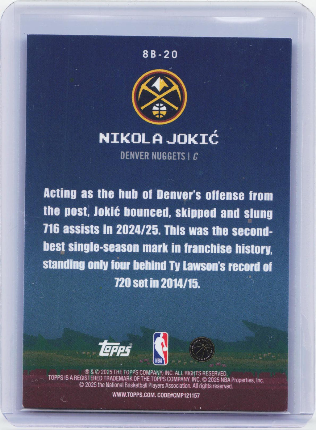 2025-26 Topps #8B-20 Nikola Jokić 8-Bit Ballers