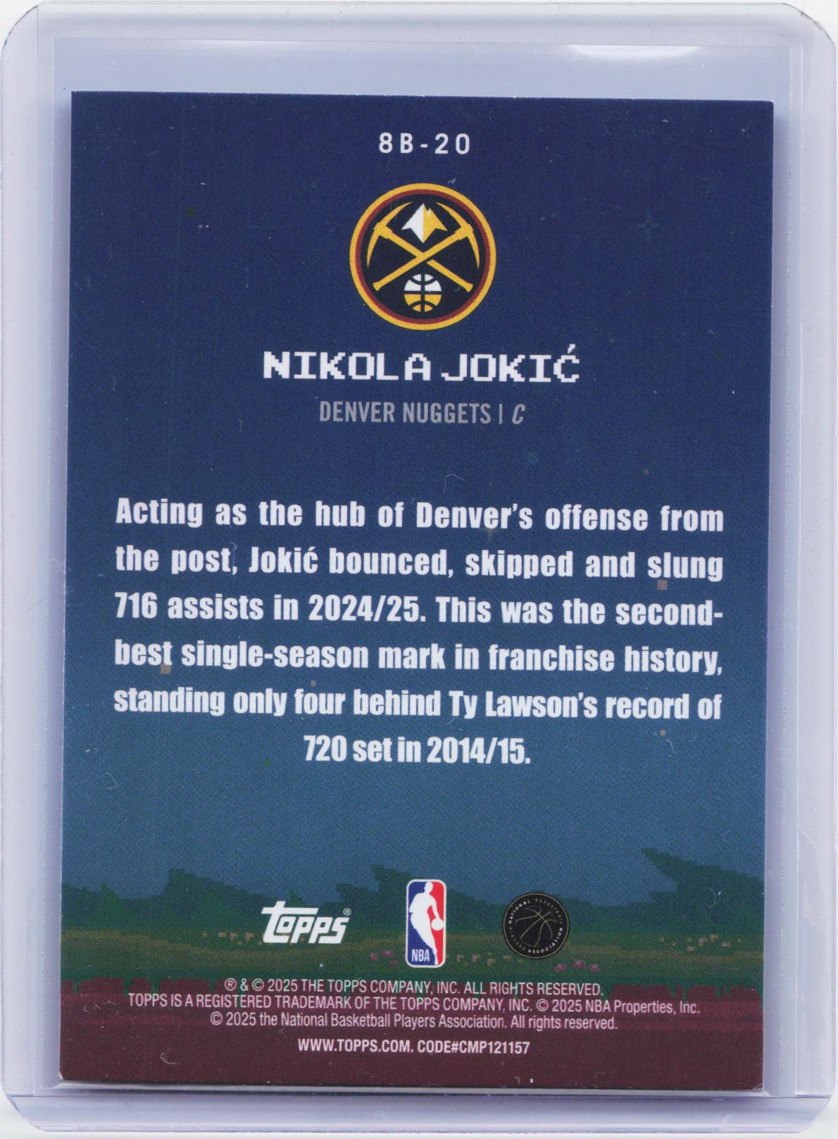 2025-26 Topps #8B-20 Nikola Jokić 8-Bit Ballers