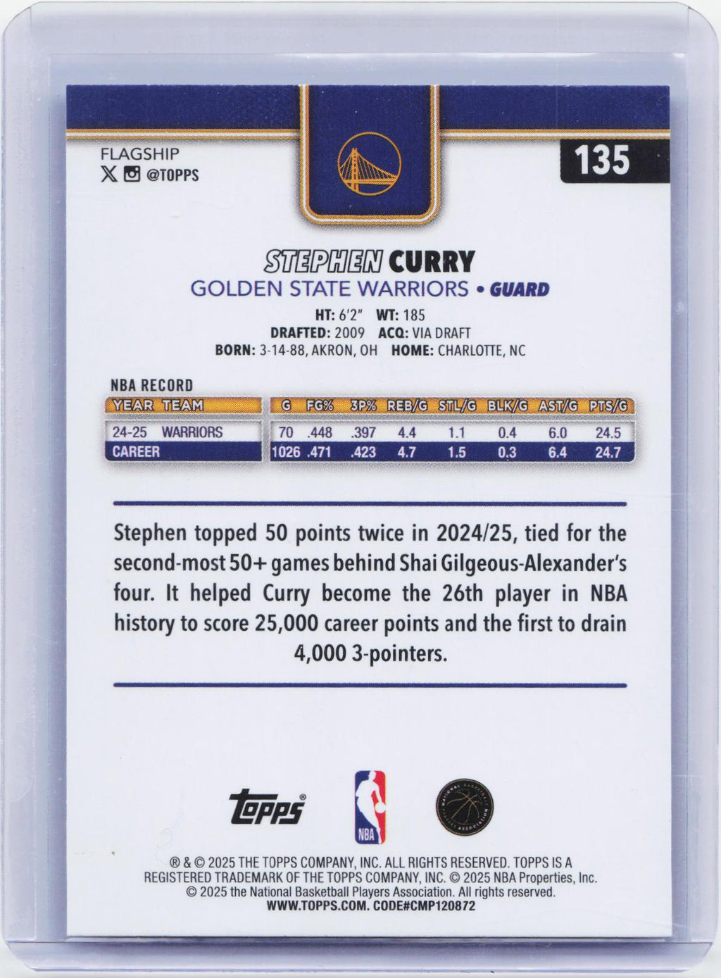 2025-26 Topps #135 Stephen Curry Diamante