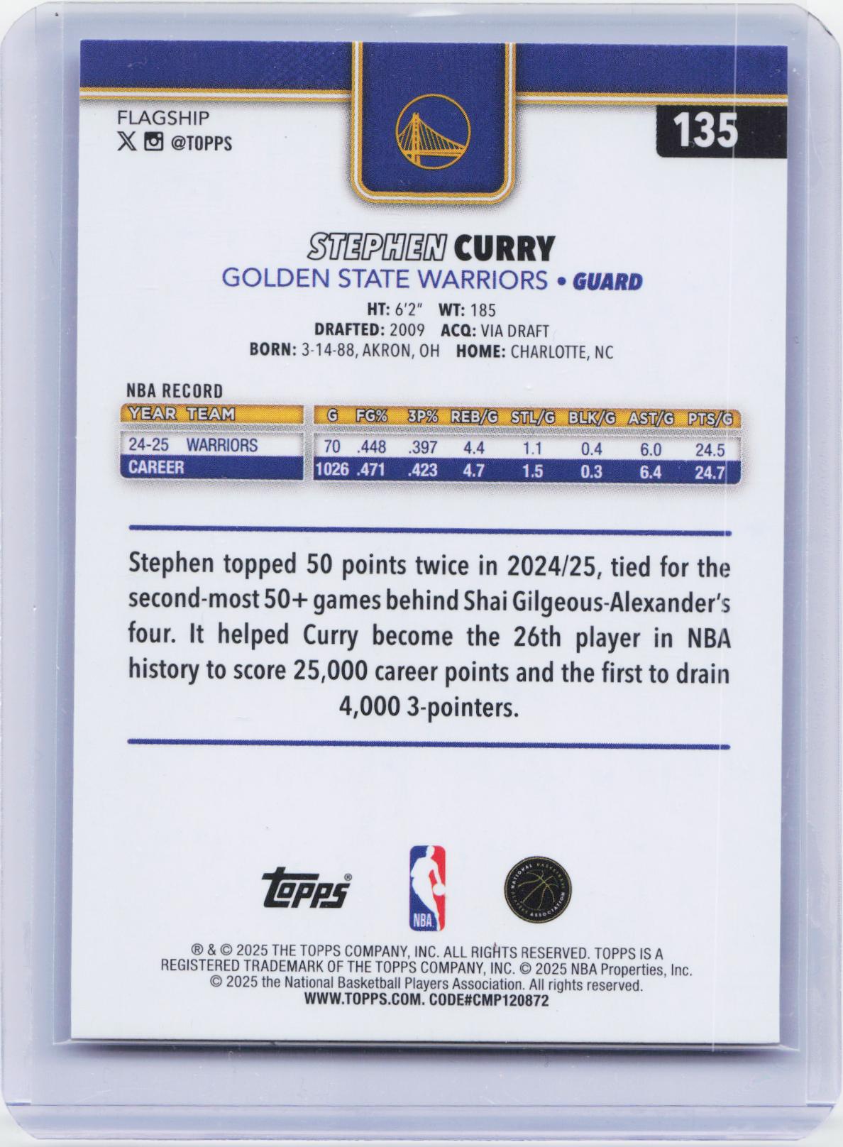 2025-26 Topps #135 Stephen Curry
