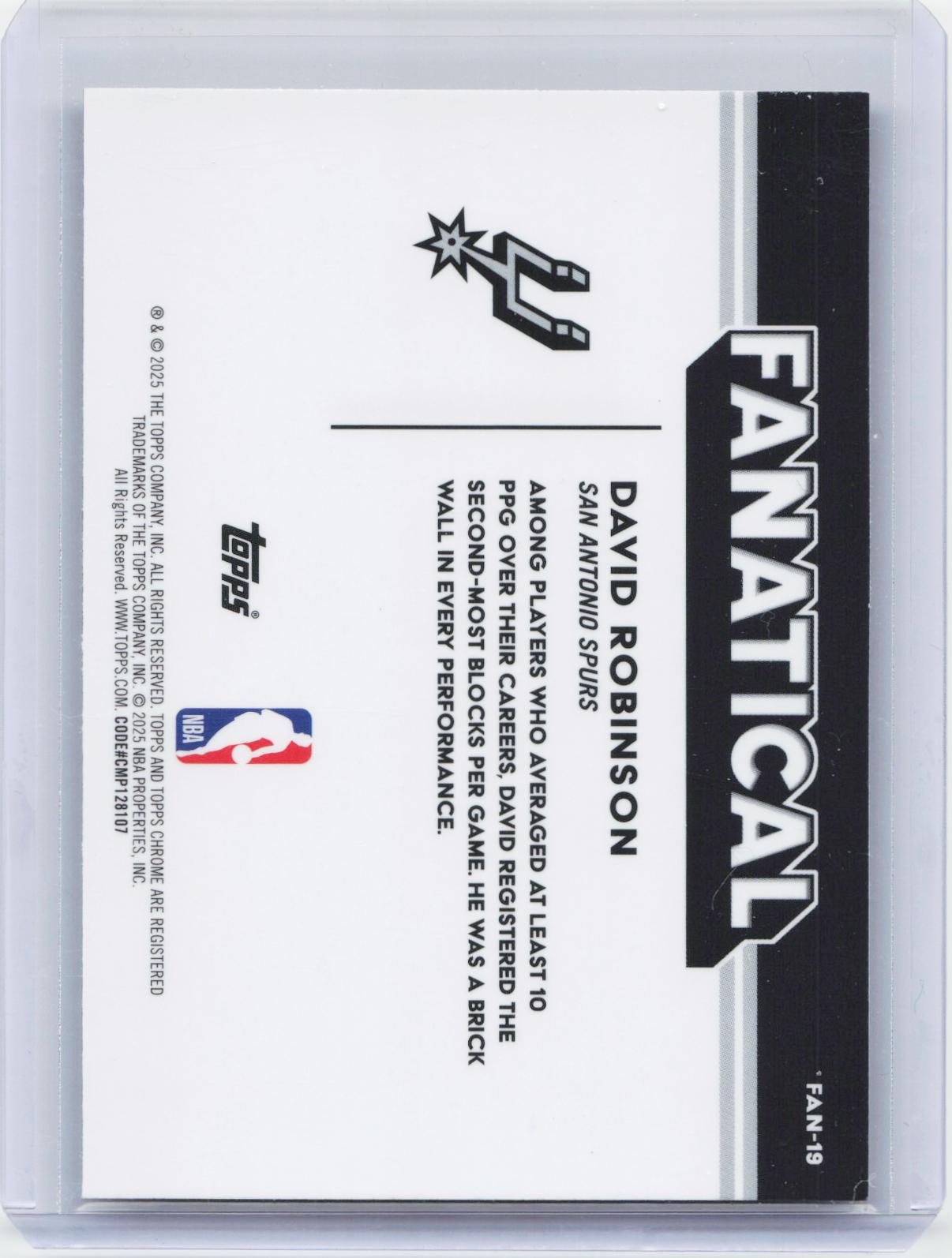 2025-26 Topps Chrome #FAN-19 David Robinson Fanatical