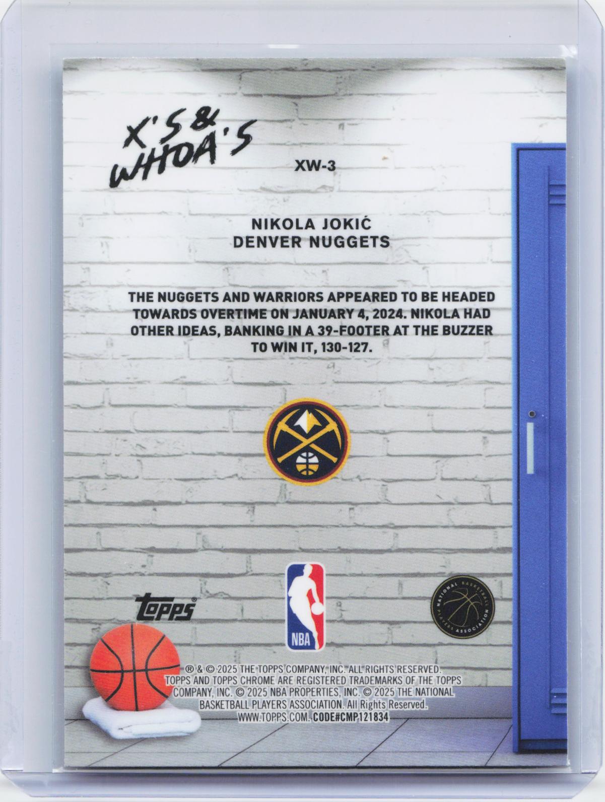 2025-26 Topps Chrome #XW-3 Nikola Jokić X's And Whoa's