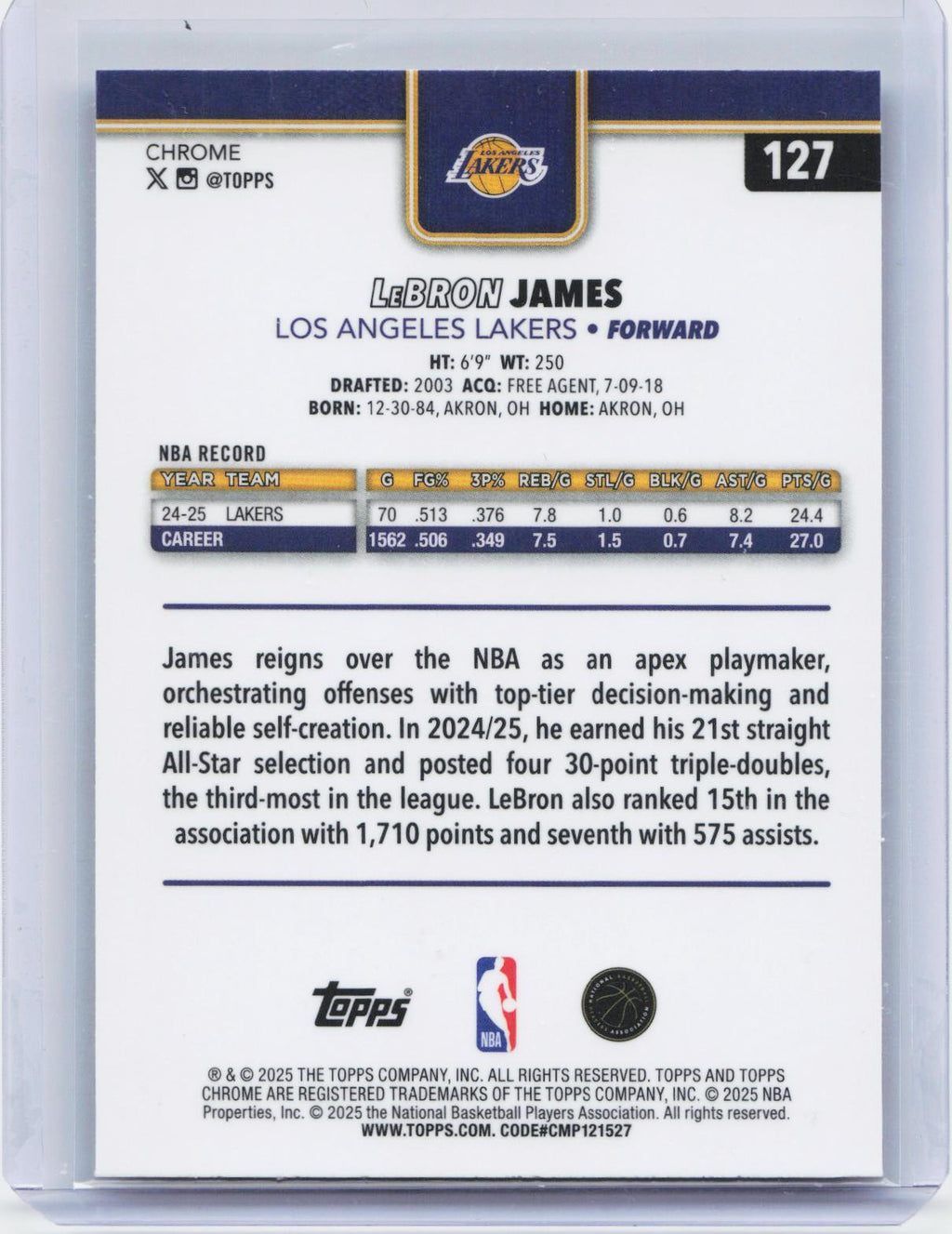2025-26 Topps Chrome #127 LeBron James