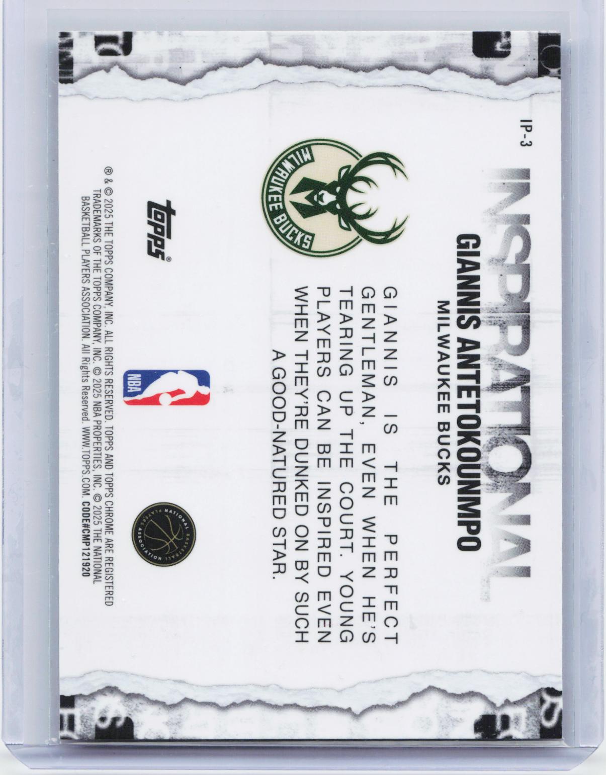 2025-26 Topps Chrome #IP-3 Giannis Antetokounmpo Inspirational