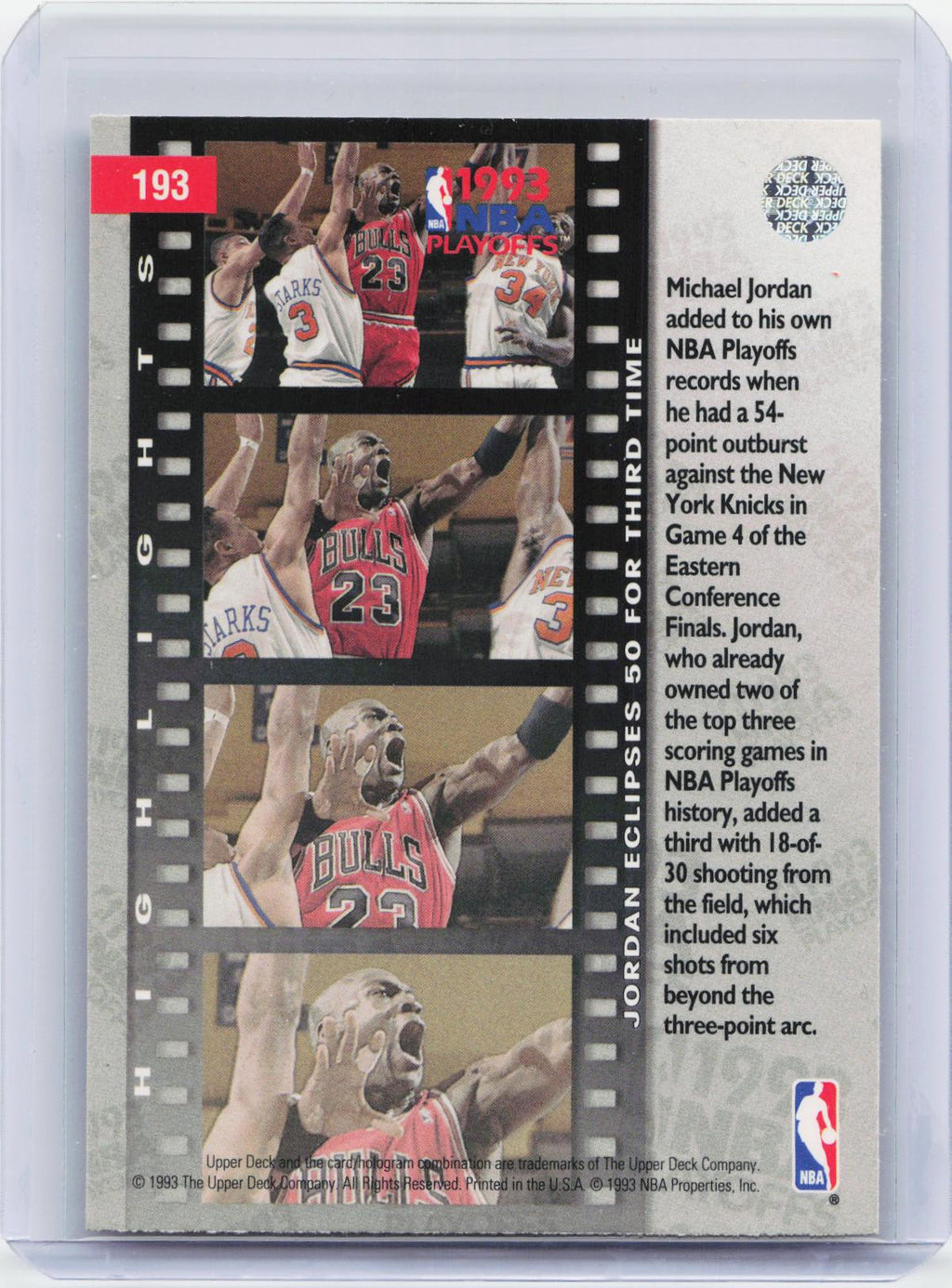 1993-94 Upper Deck #193 Jordan Scores 54 Points