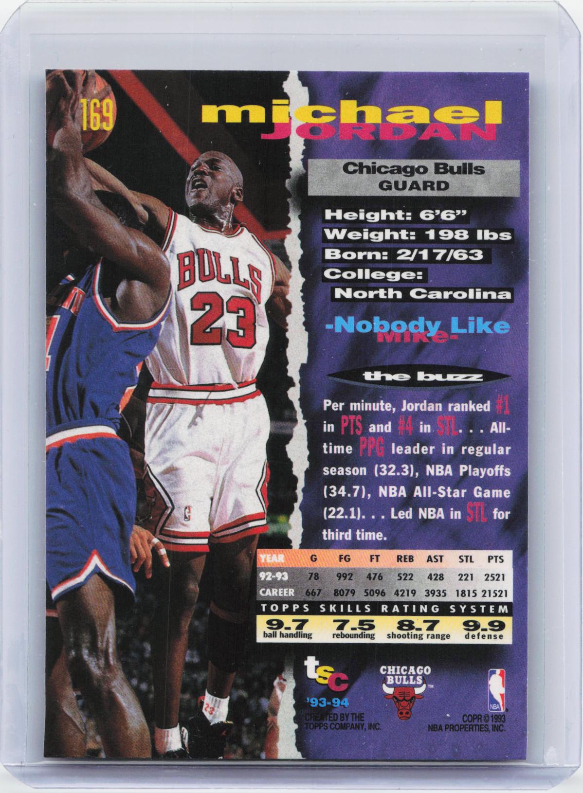 1993-94 Stadium Club #169 Michael Jordan
