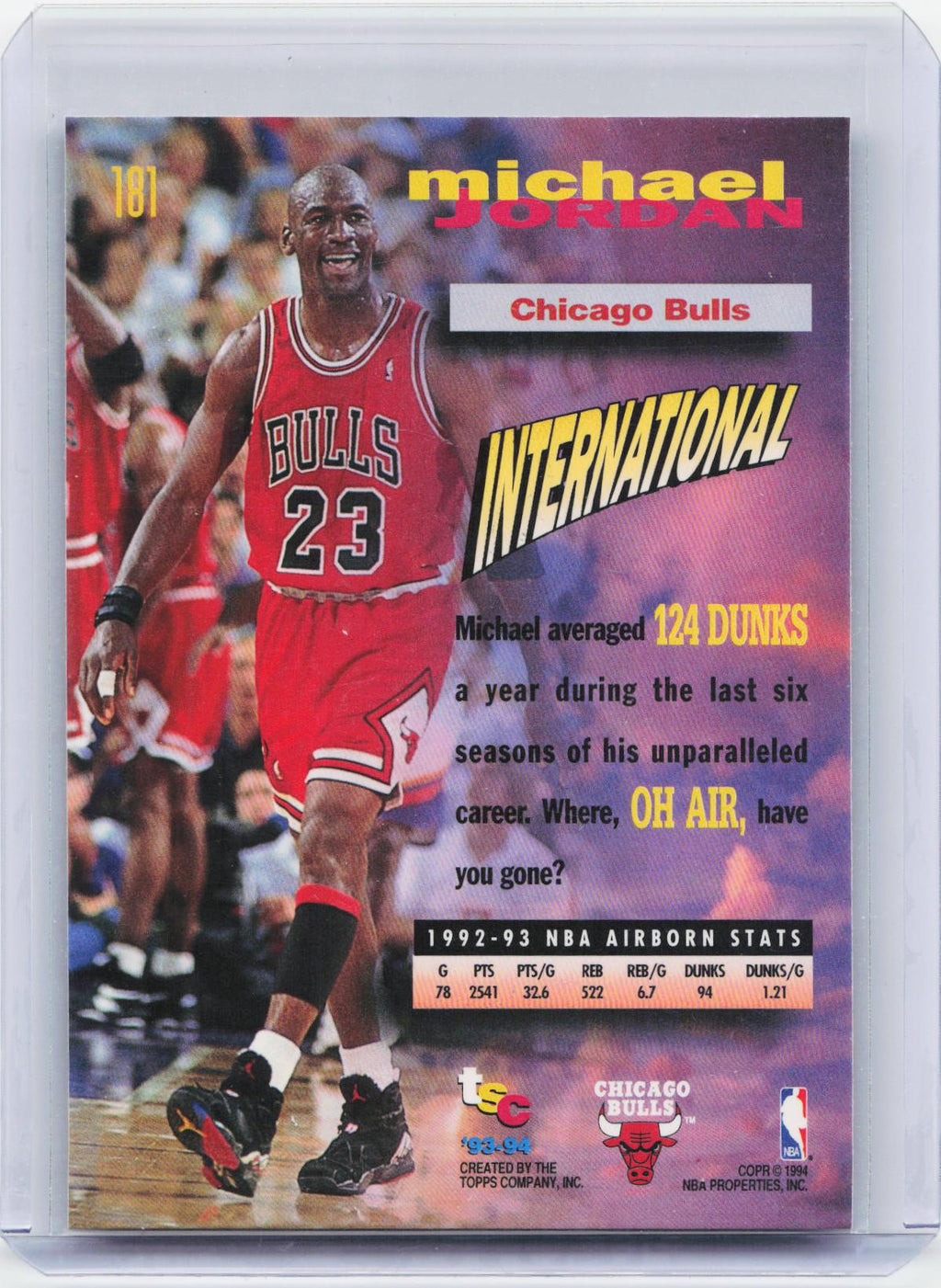 1993-94 Stadium Club #181 Michael Jordan