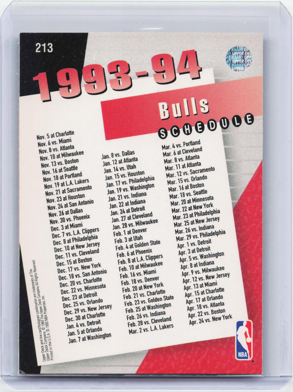 1993-94 Upper Deck #213 Chicago Bulls