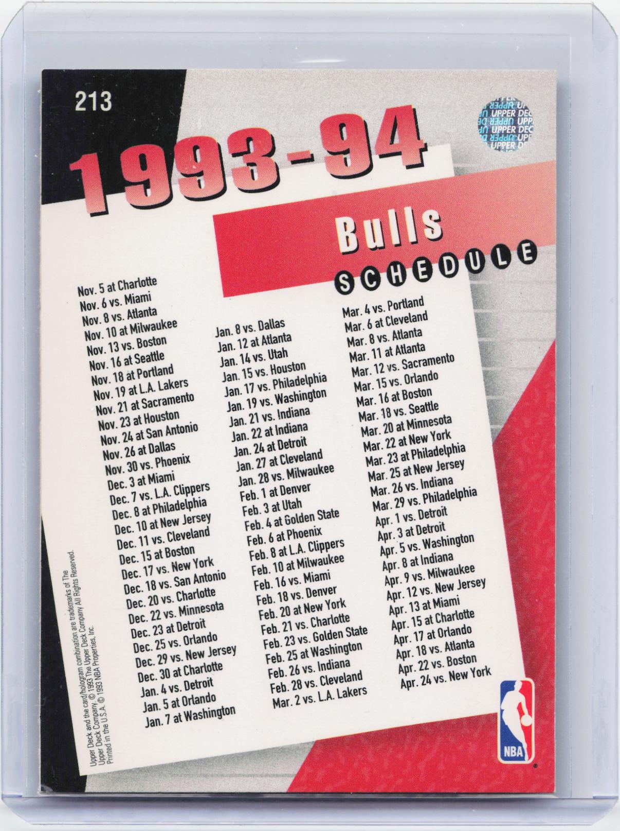 1993-94 Upper Deck #213 Chicago Bulls