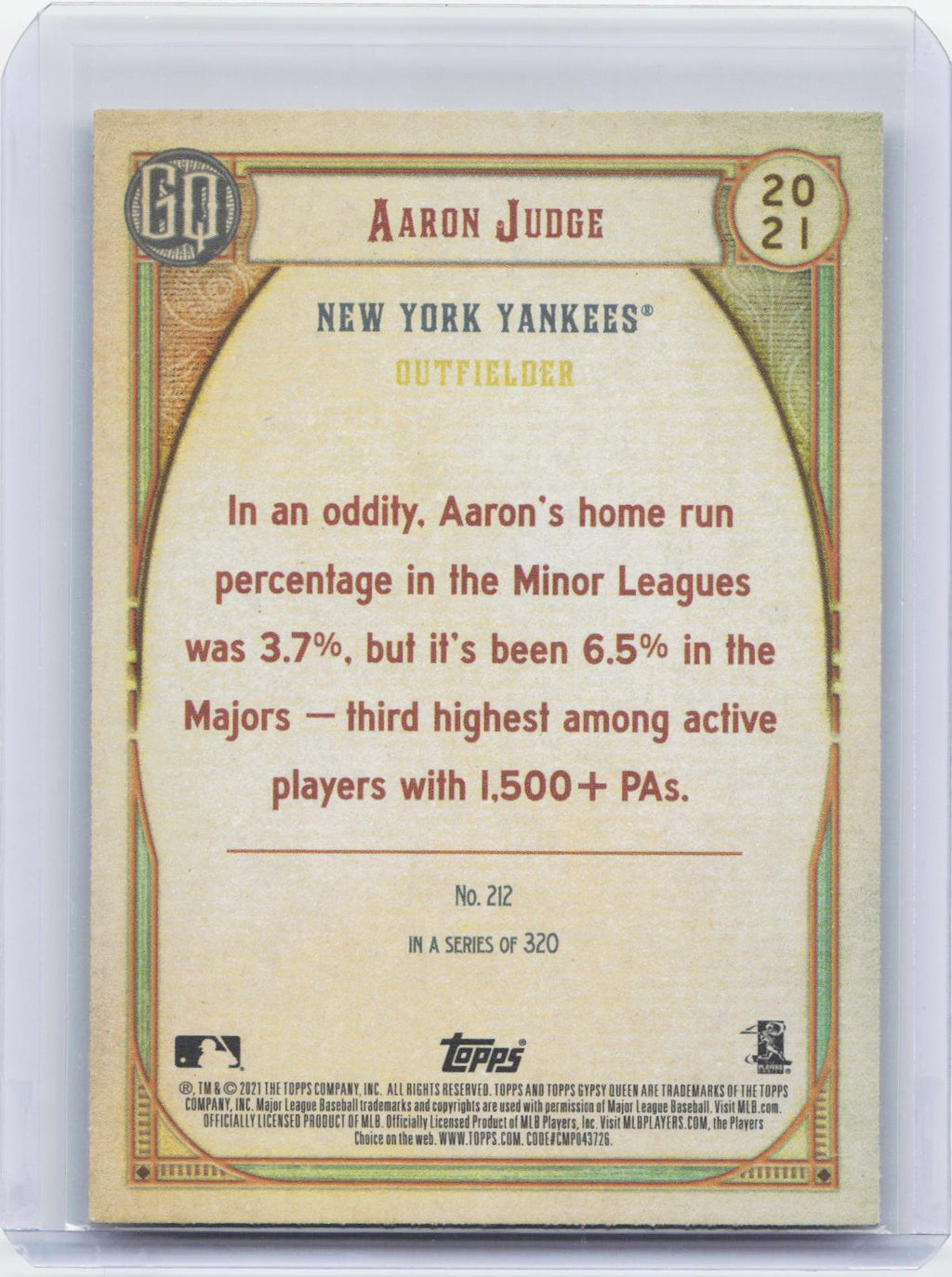 2021 Topps Gypsy Queen #212 Aaron Judge