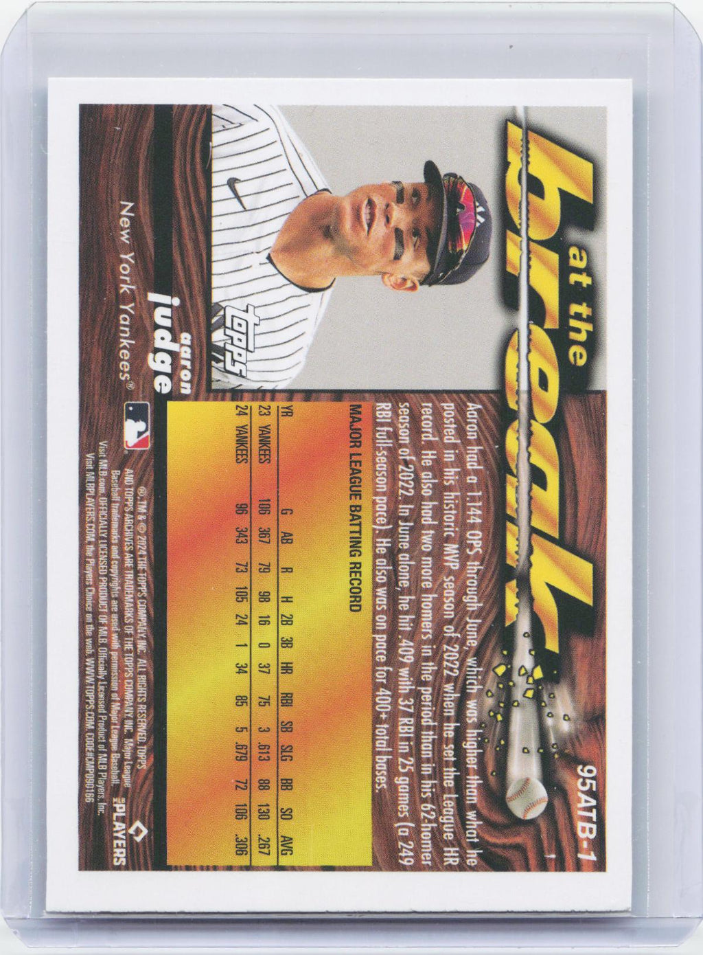 2024 Topps Archives #95ATB-1 Aaron Judge 1995 Traded & Rookies At the Break