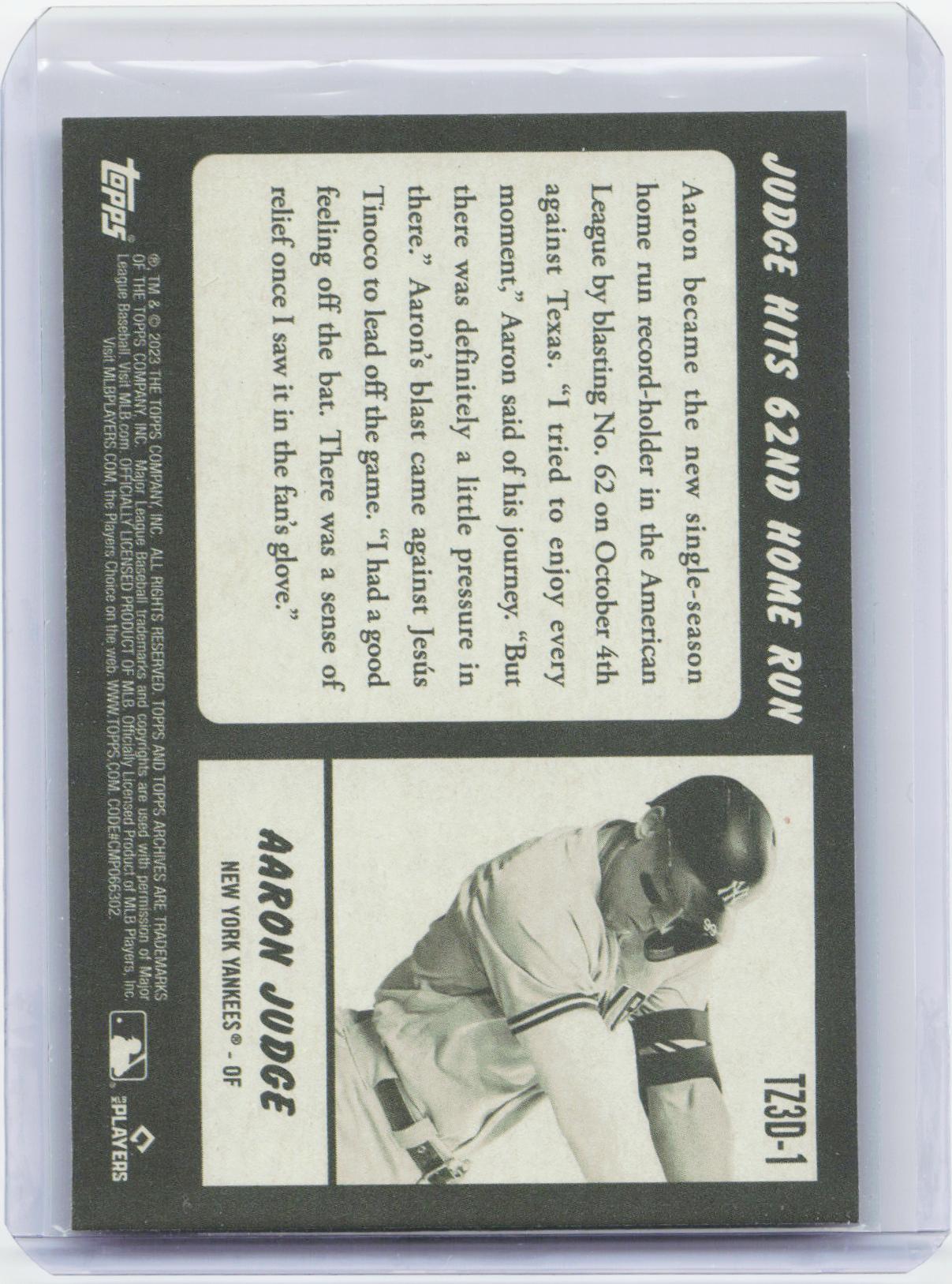 2023 Topps Archives #TZ3D-1 Aaron Judge 1954 Topps Tarzan 3D