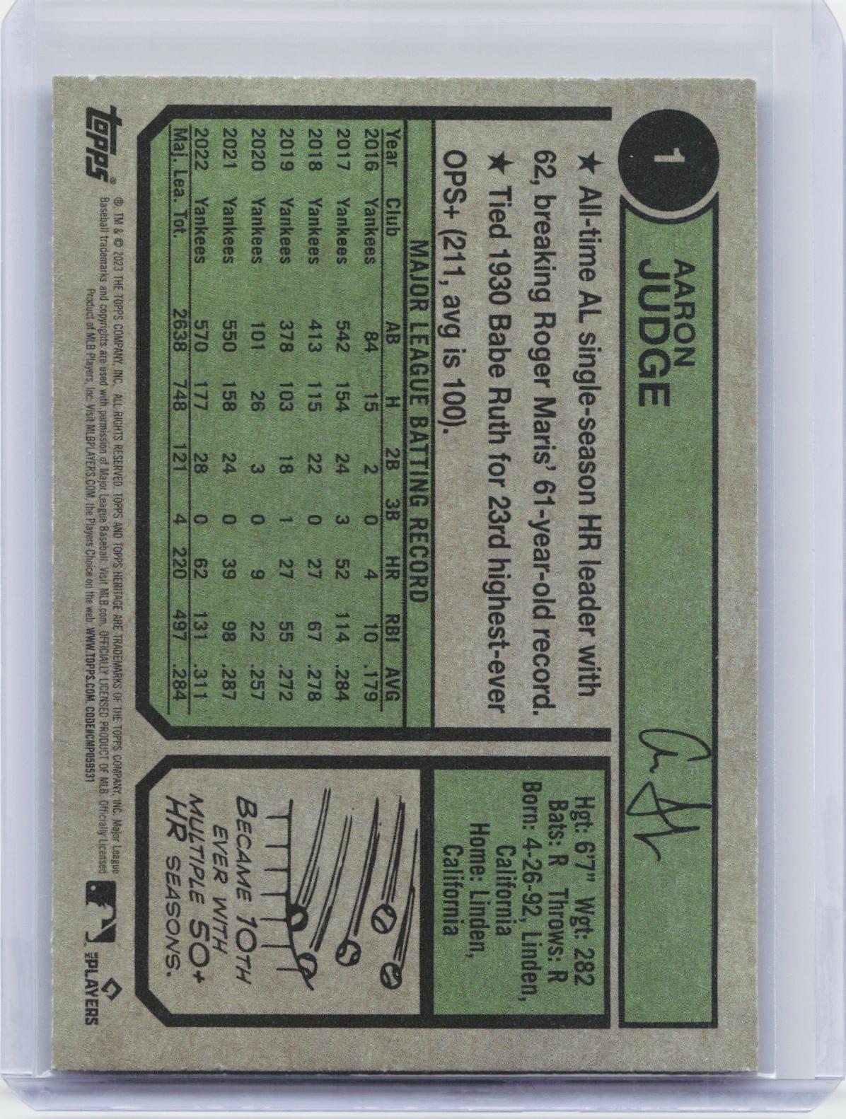 2023 Topps Heritage #1 Aaron Judge