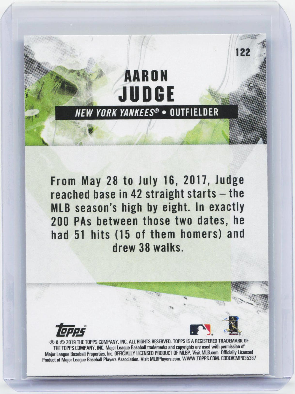 2019 Topps Fire #122 Aaron Judge