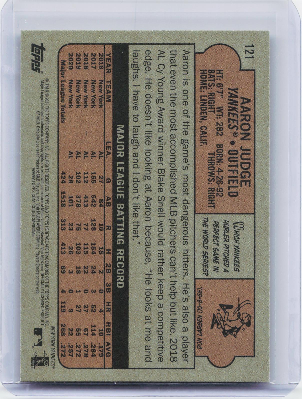 2021 Topps Heritage #121 Aaron Judge