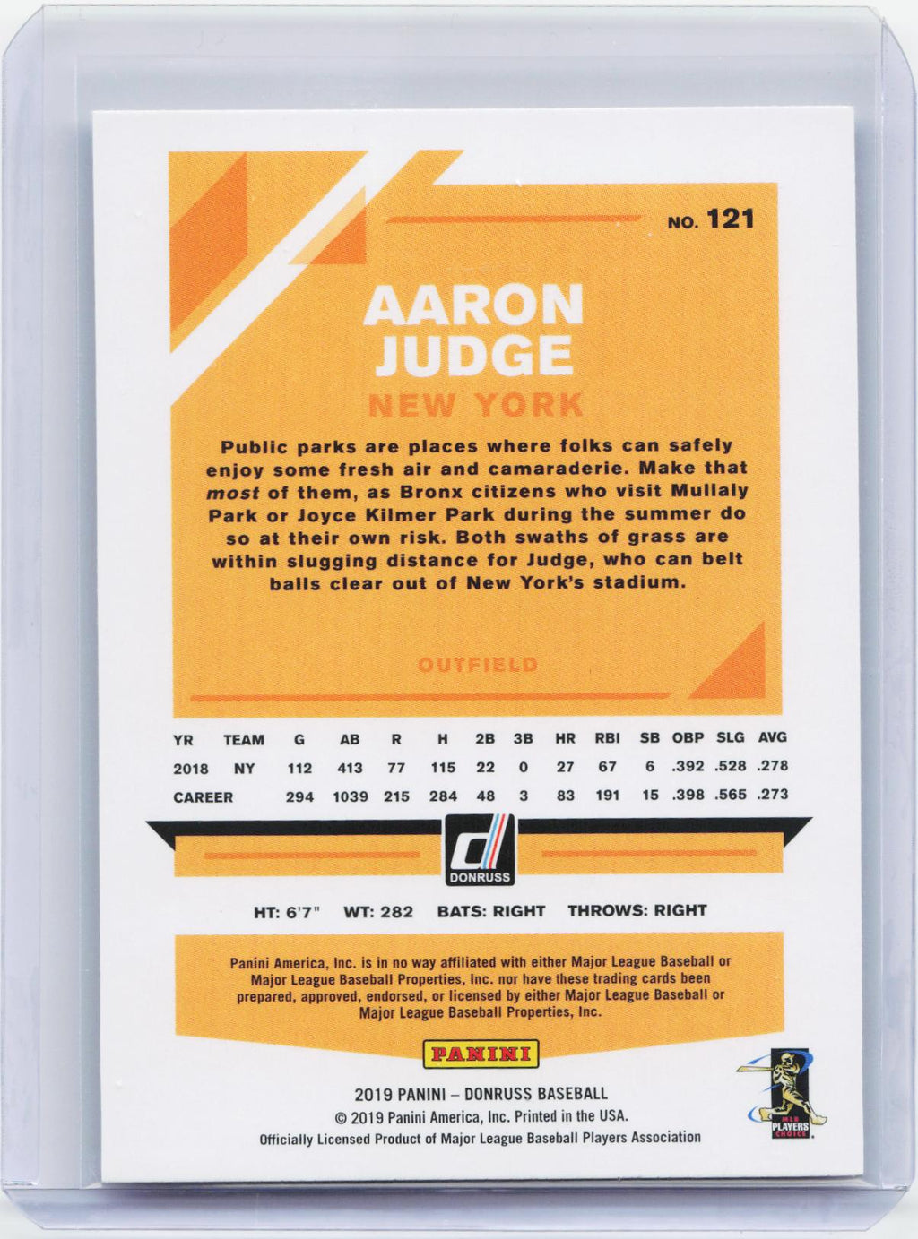 2019 Donruss #121a Aaron Judge