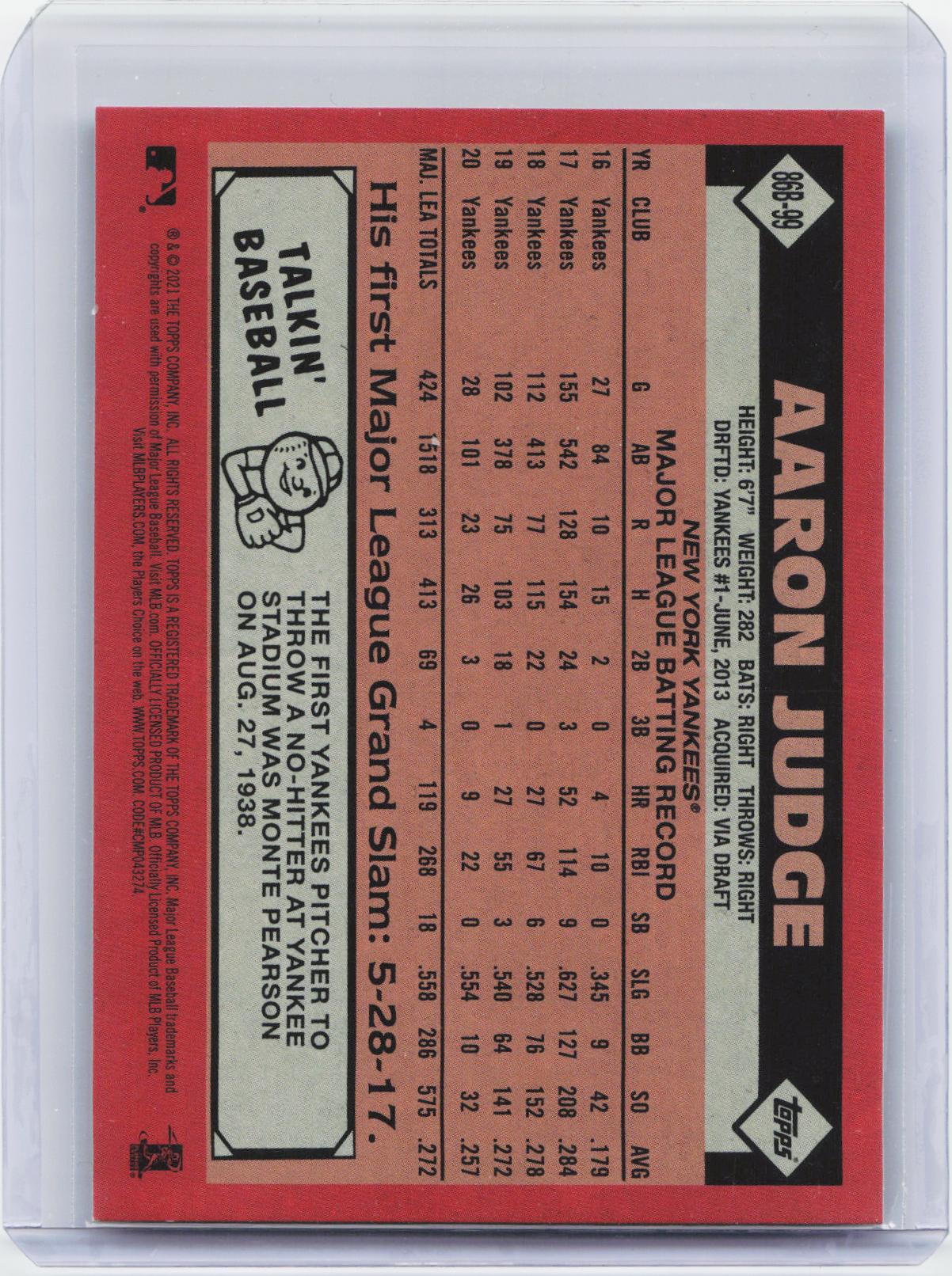 2021 Topps #86B-99 Aaron Judge 1986 Topps Baseball 35th Anniversary (Series 1)