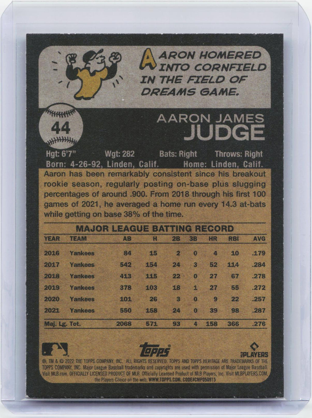 2022 Topps Heritage #44 Aaron Judge