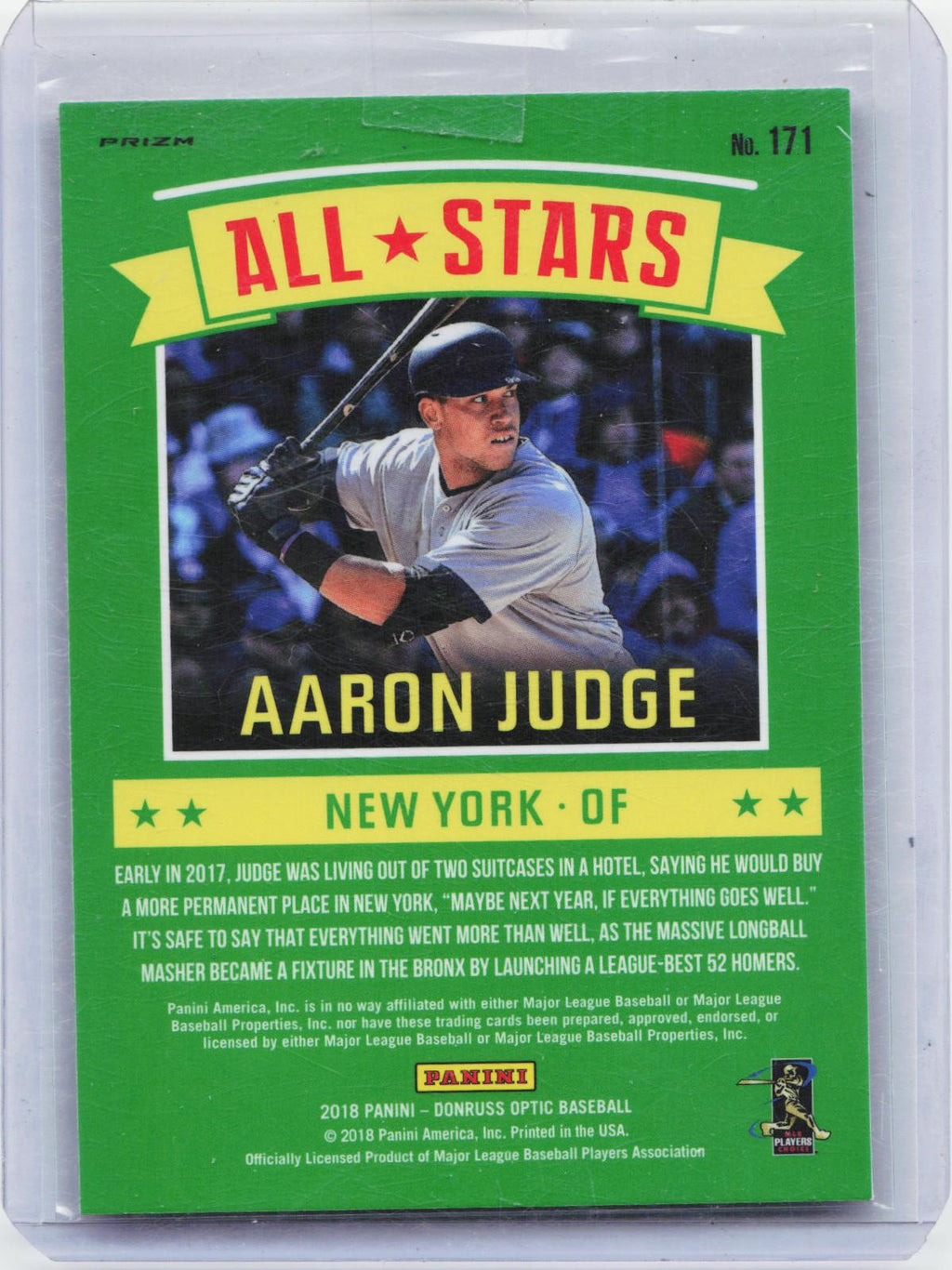 2018 Donruss Optic #171 Aaron Judge Pink