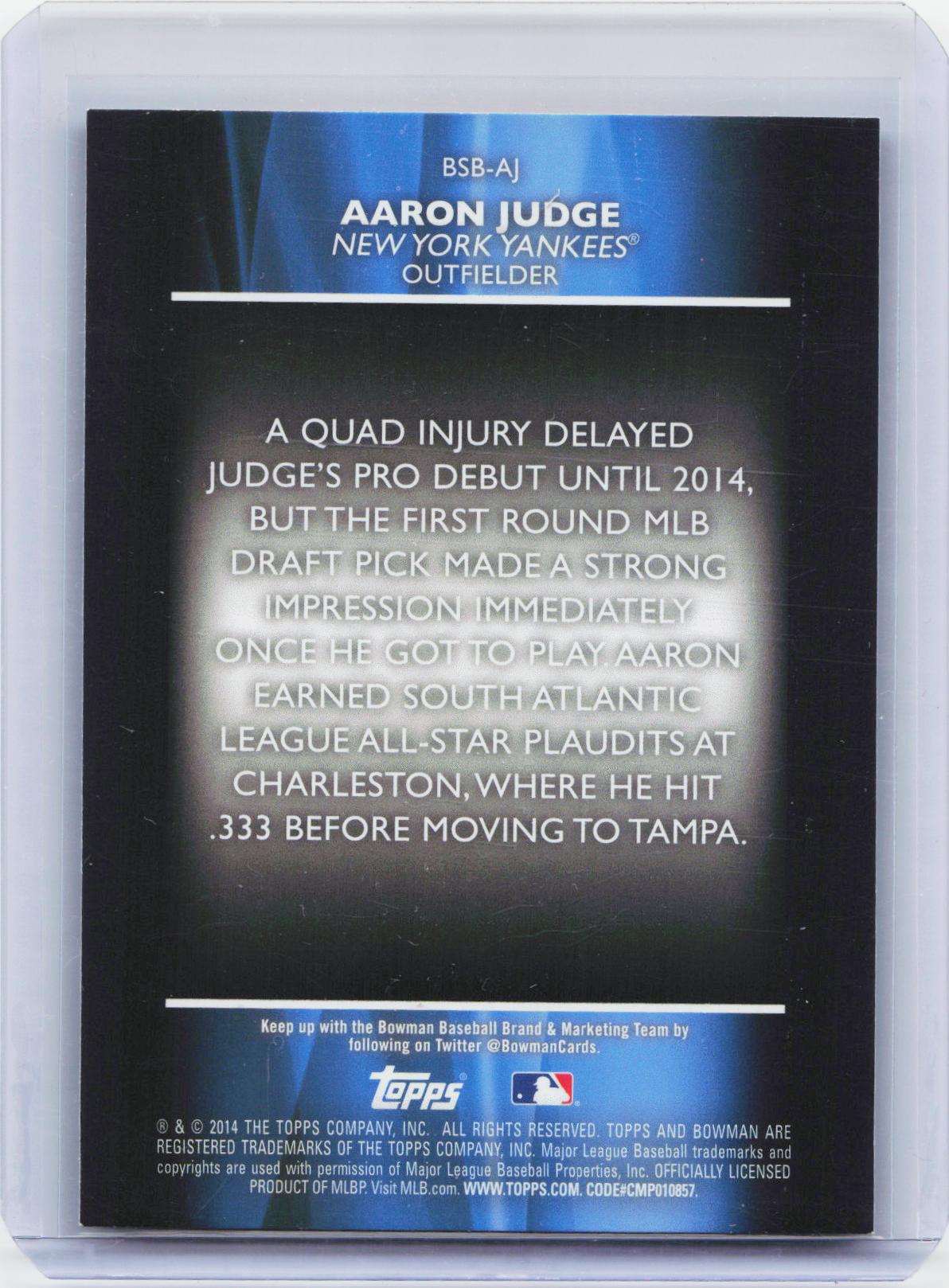 2014 Bowman Draft #BSB-AJ Aaron Judge Scouts Breakout