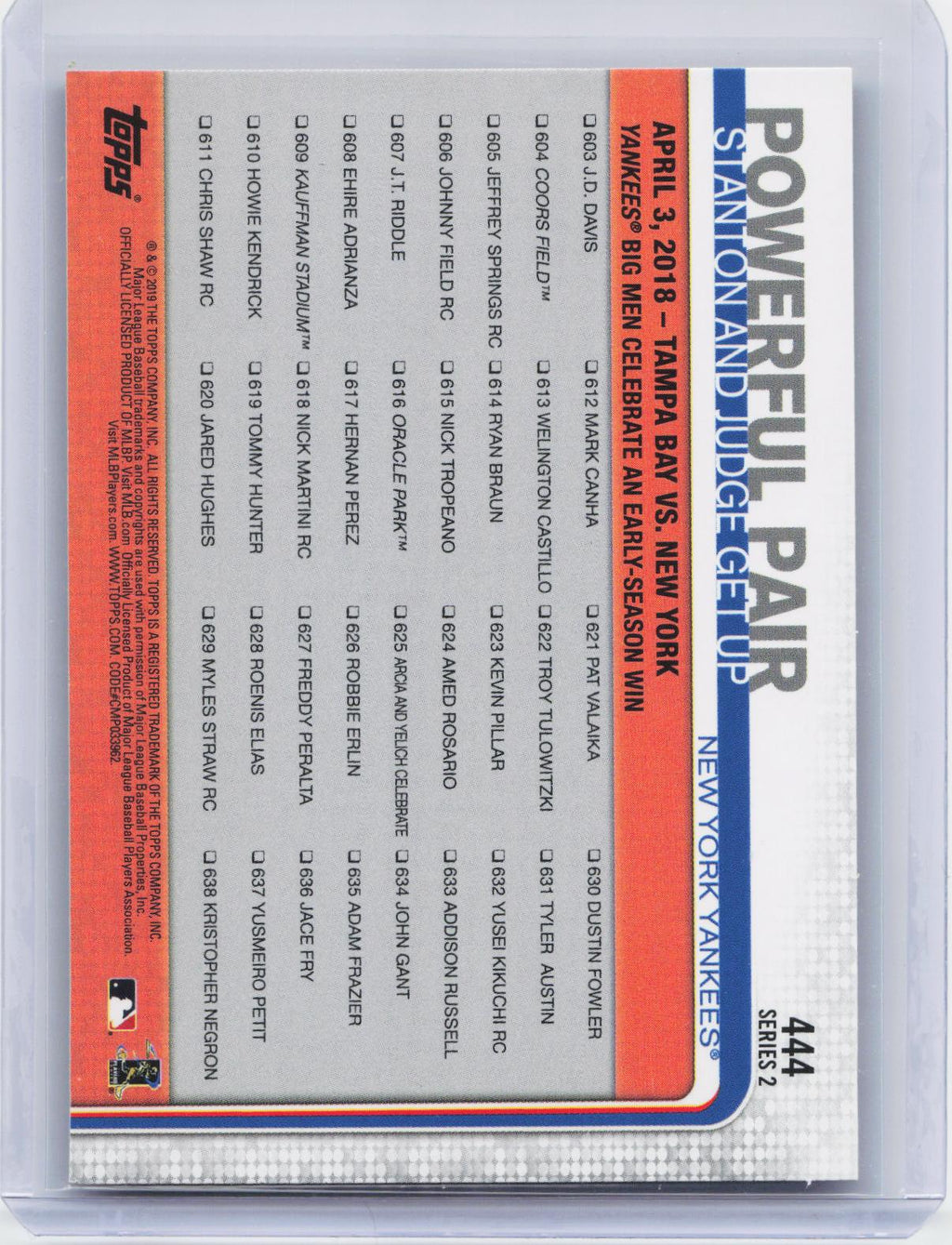 2019 Topps #444 Powerful Pair