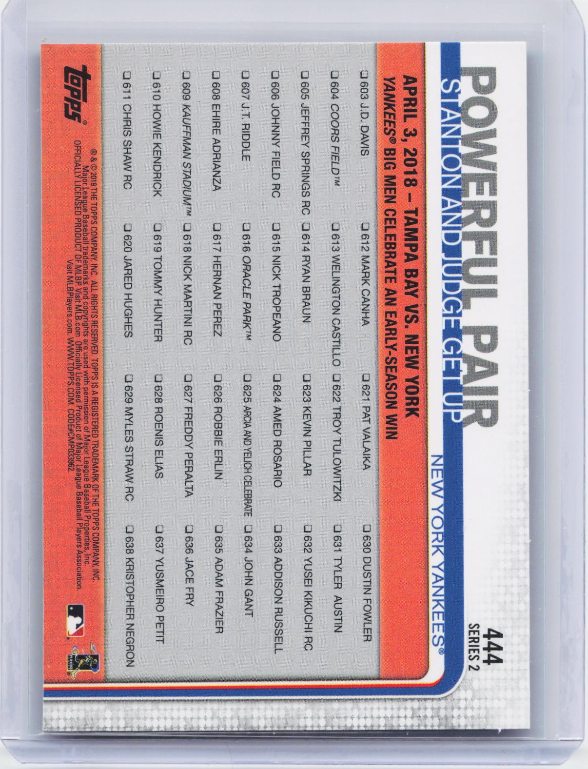 2019 Topps #444 Powerful Pair
