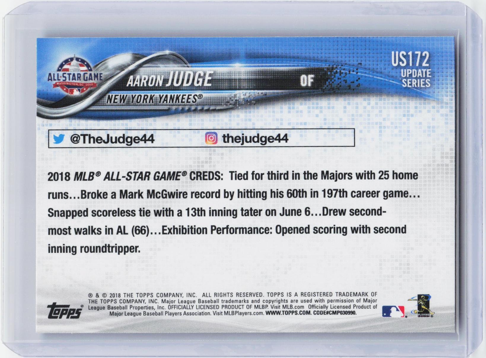 2018 Topps Update #US172 Aaron Judge