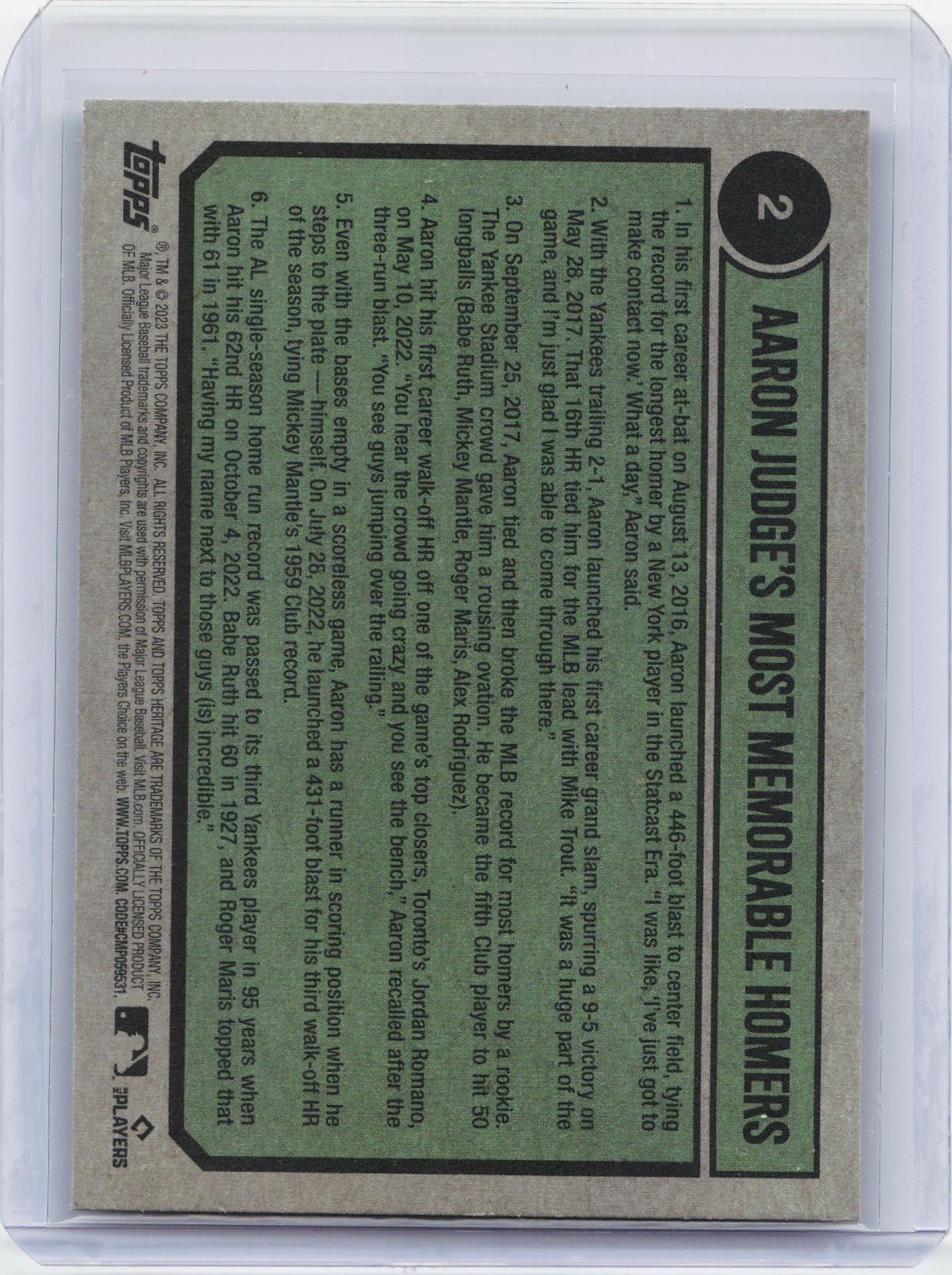 2023 Topps Heritage #2 Aaron Judge
