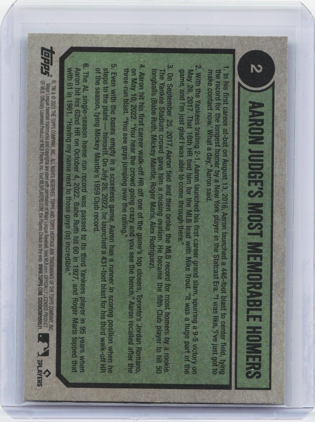 2023 Topps Heritage #2 Aaron Judge