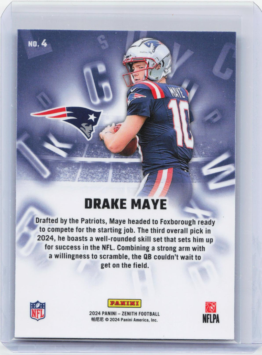 2024 Panini Zenith #4 Drake Maye A to Z
