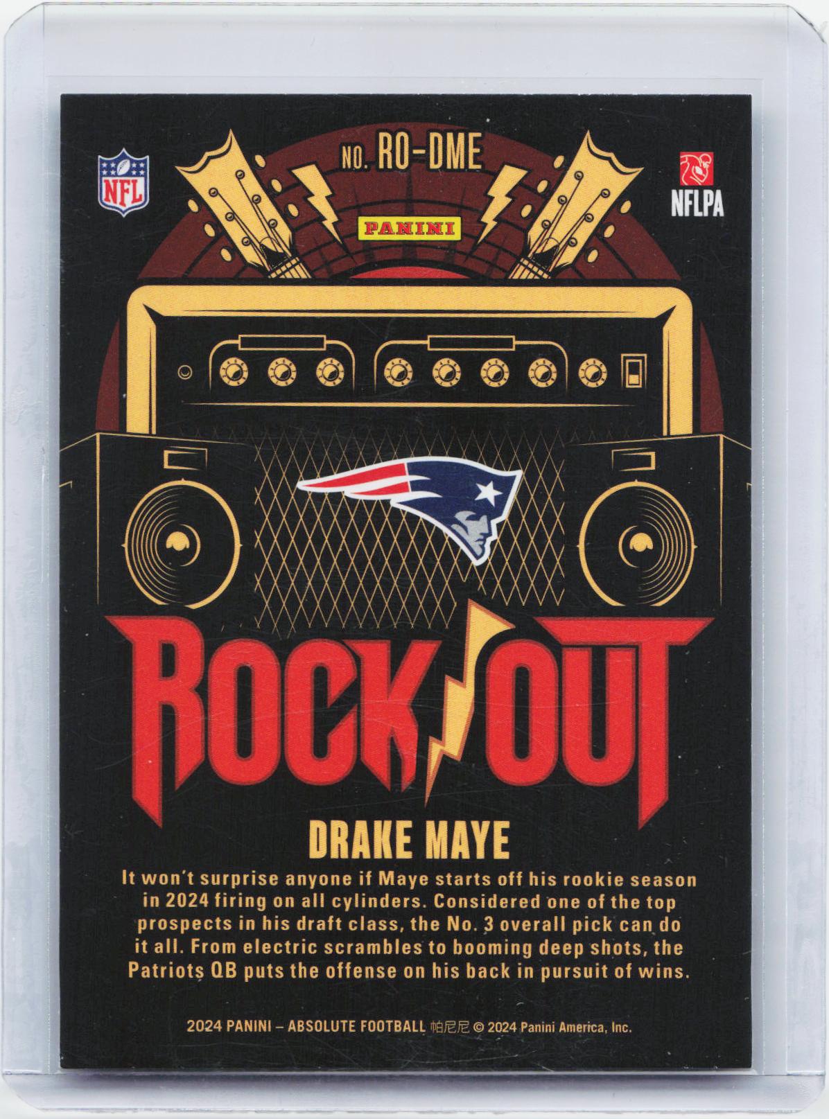 2024 Panini Absolute #RO-DME Drake Maye Rock Out