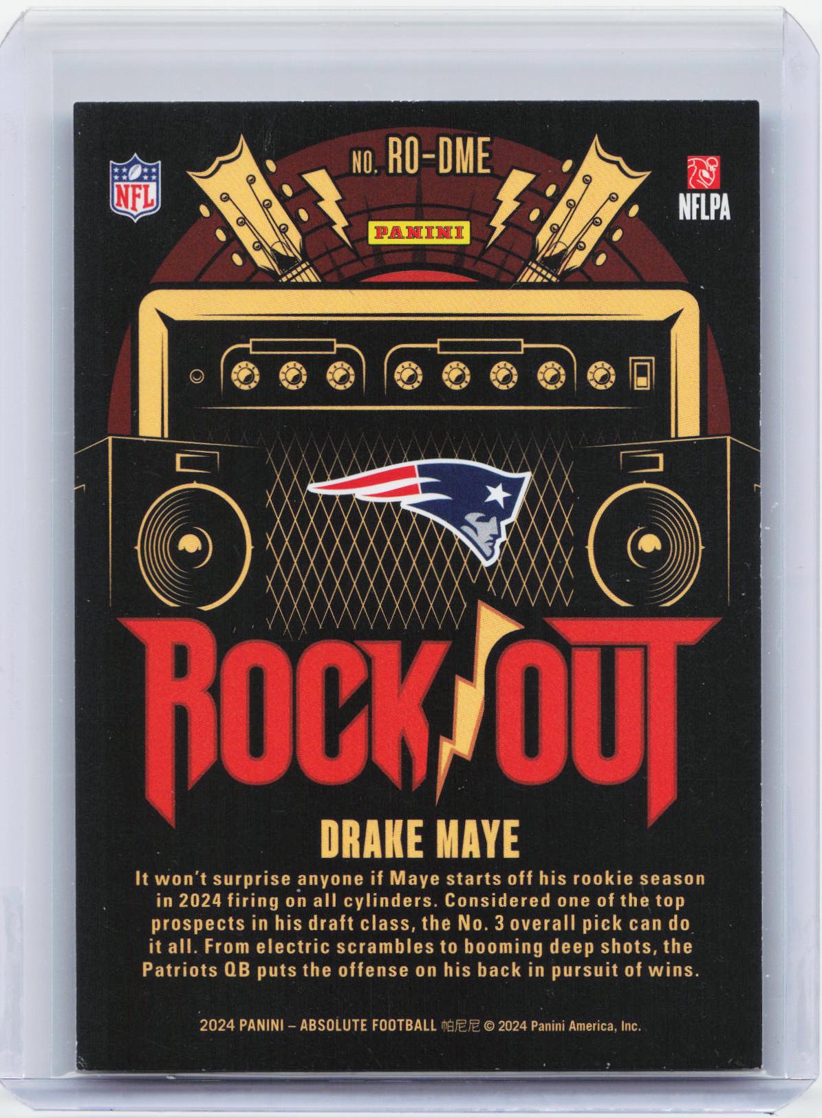 2024 Panini Absolute #RO-DME Drake Maye Rock Out