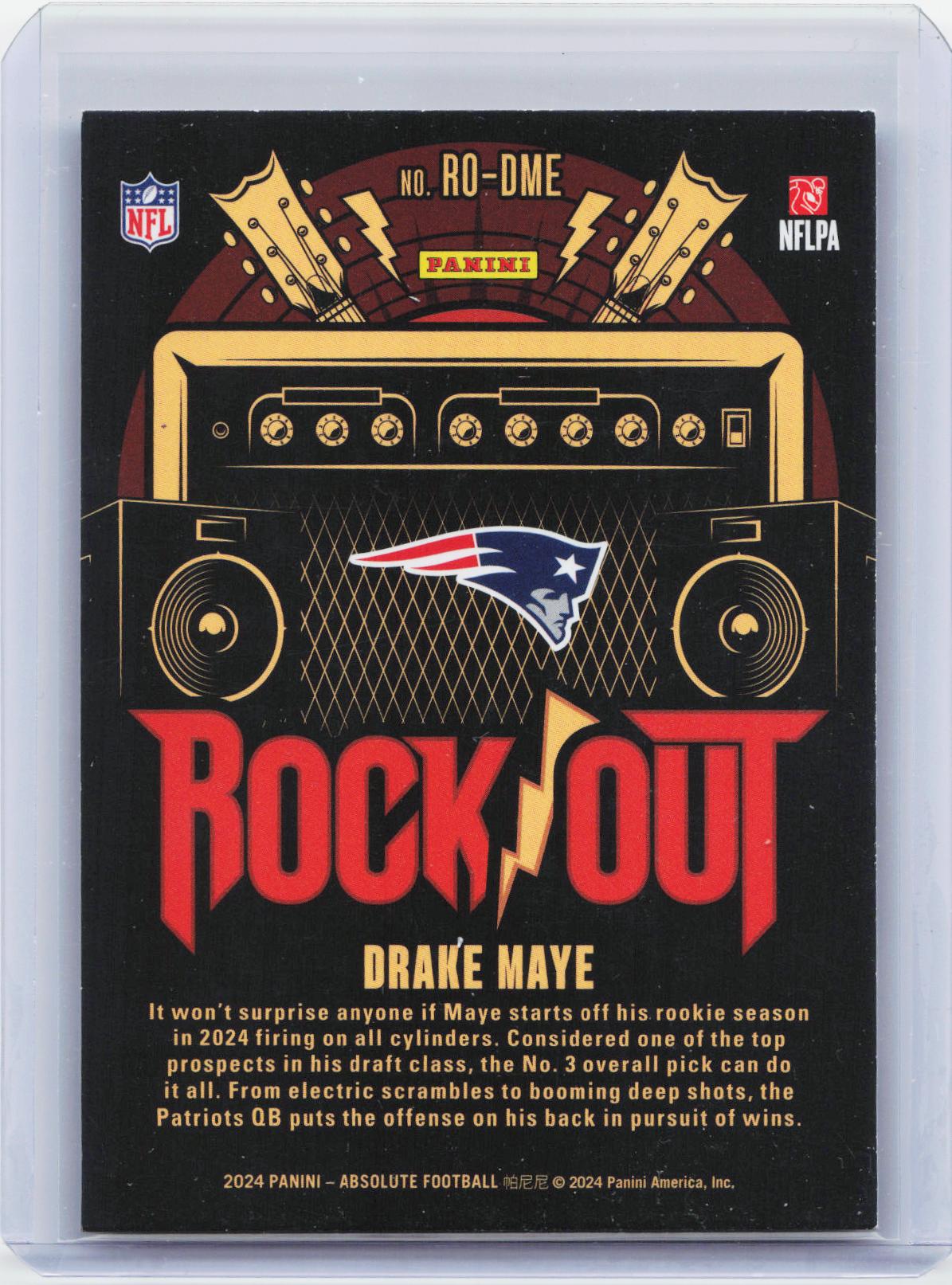 2024 Panini Absolute #RO-DME Drake Maye Rock Out