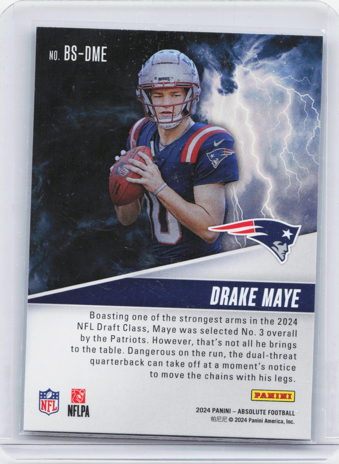 2024 Panini Absolute #BS-DME Drake Maye By Storm