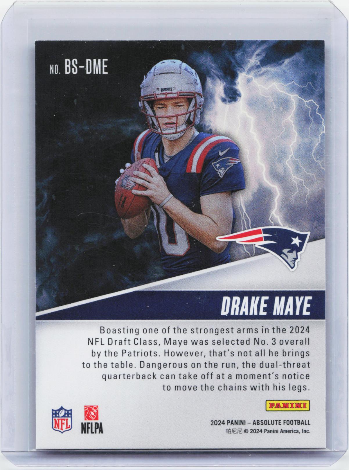 2024 Panini Absolute #BS-DME Drake Maye By Storm