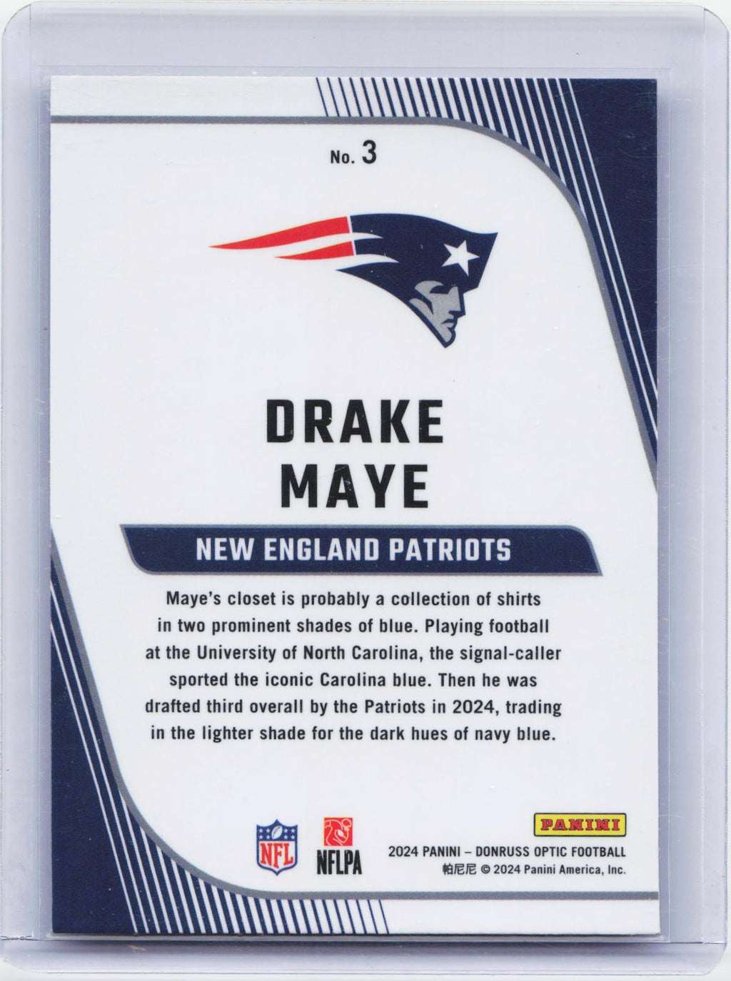2024 Donruss Optic #3 Drake Maye Rookie Primary Colors