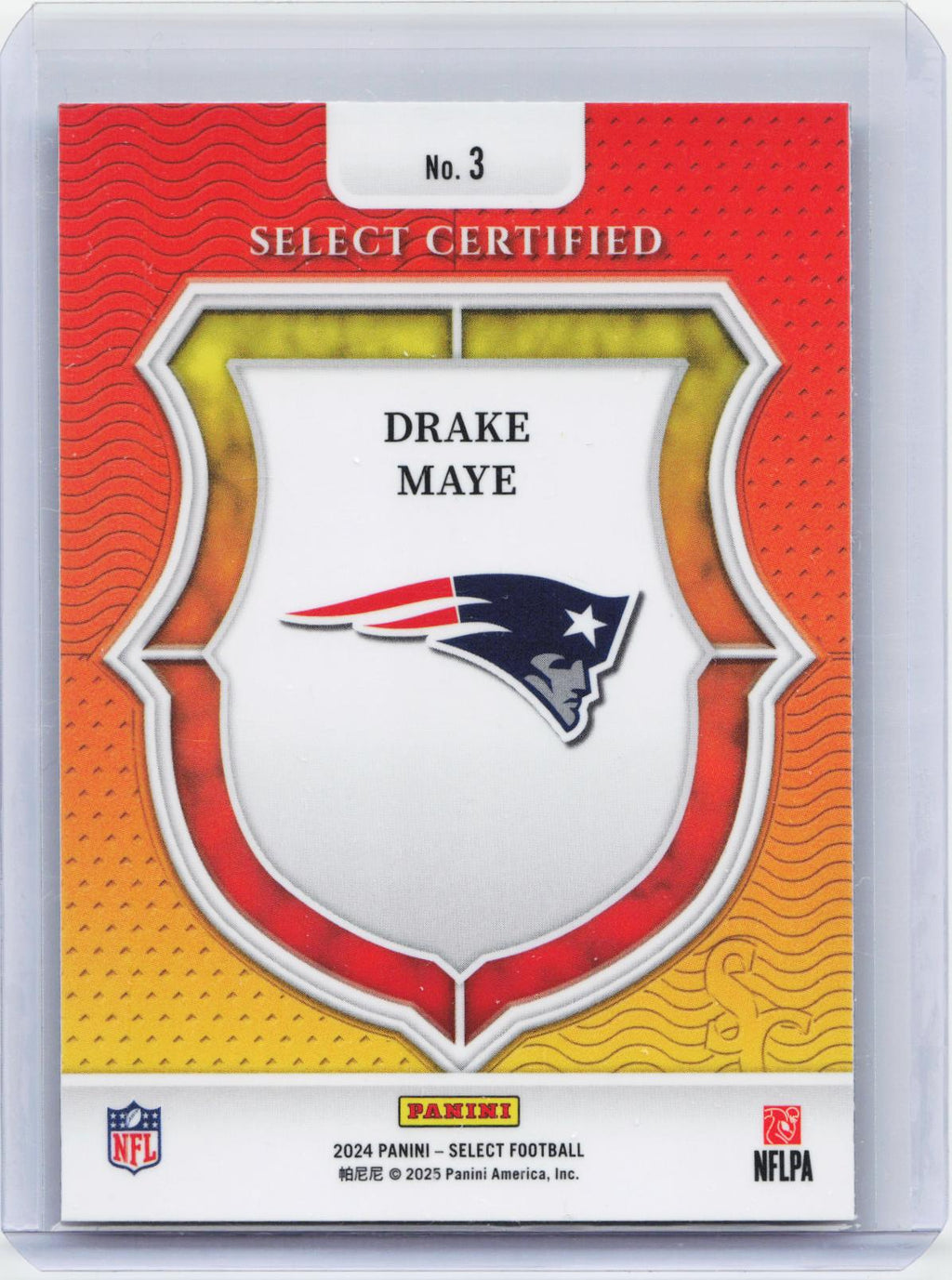 2024 Panini Select #3 Drake Maye Select Certified Rookies