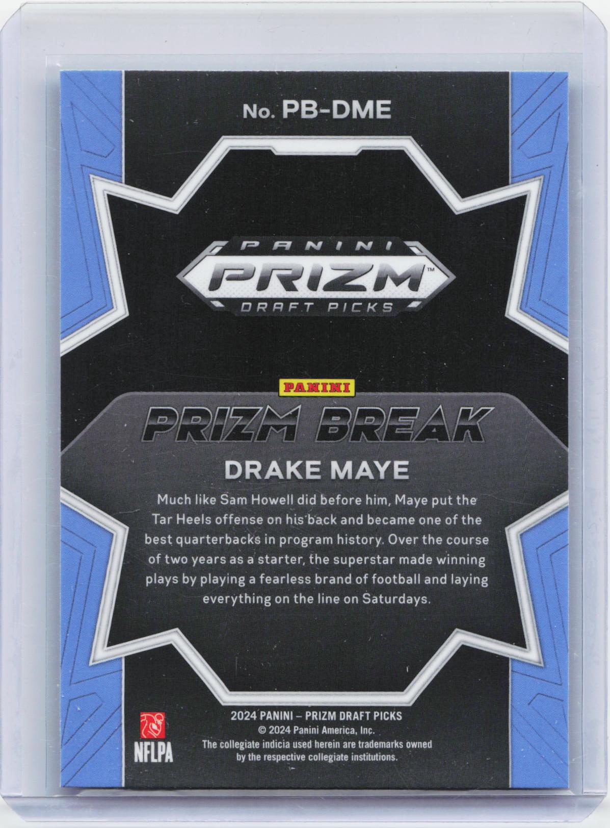2024 Panini Prizm Draft Picks #PB-DME Drake Maye Prizm Break