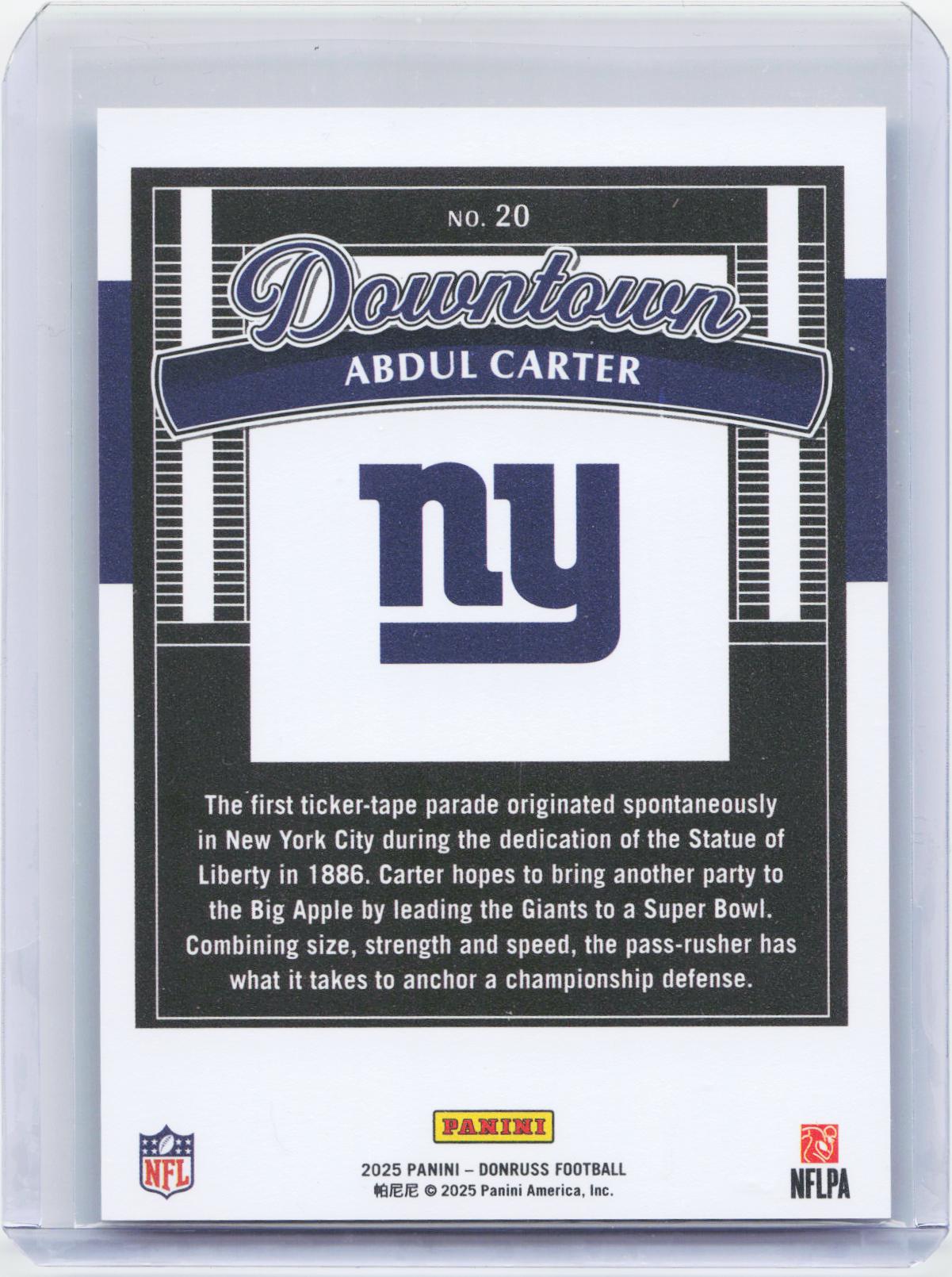 2025 Donruss #20 Abdul Carter Downtown!