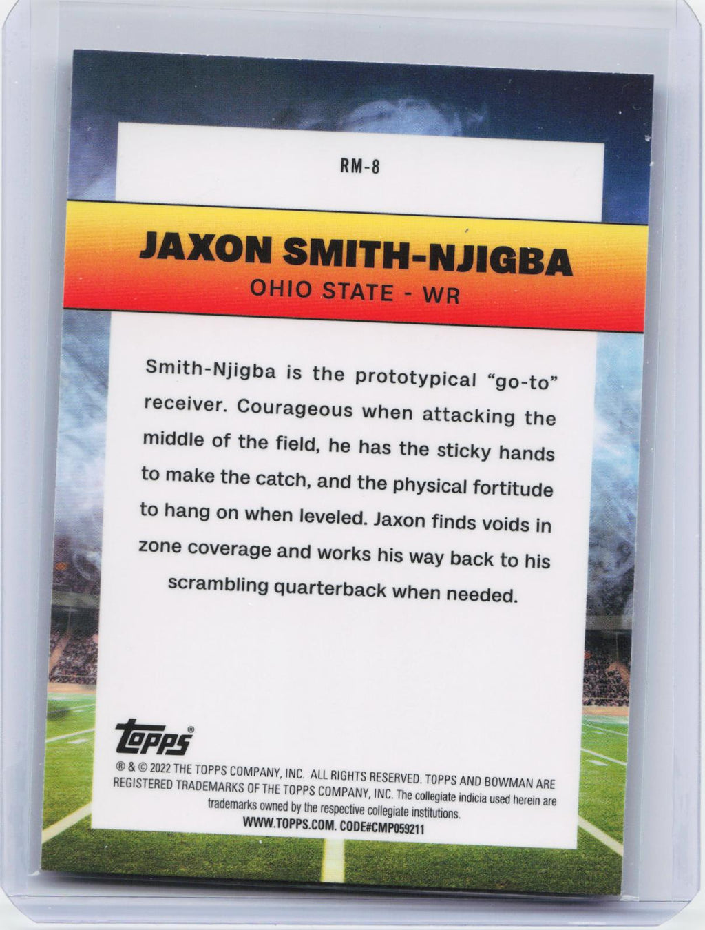 2022 Bowman University Chrome #RM-8 Jaxon Smith-Njigba Ramblin' Man