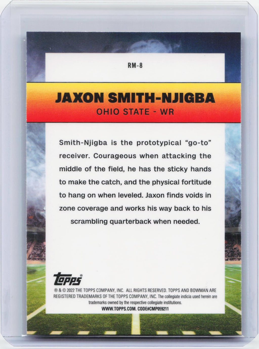 2022 Bowman University Chrome #RM-8 Jaxon Smith-Njigba Ramblin' Man