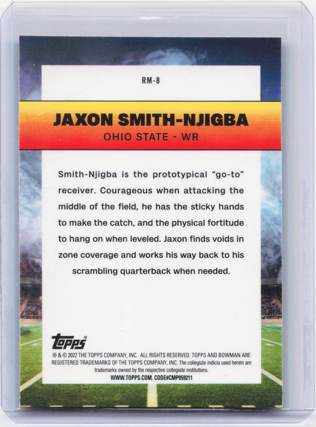 2022 Bowman University Chrome #RM-8 Jaxon Smith-Njigba Ramblin' Man