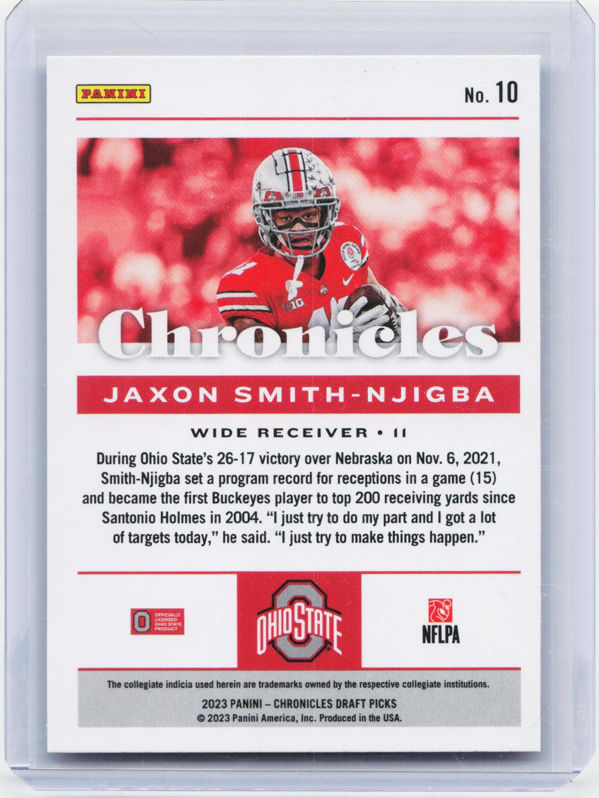2023 Panini Chronicles Draft Picks #10 Jaxon Smith-Njigba