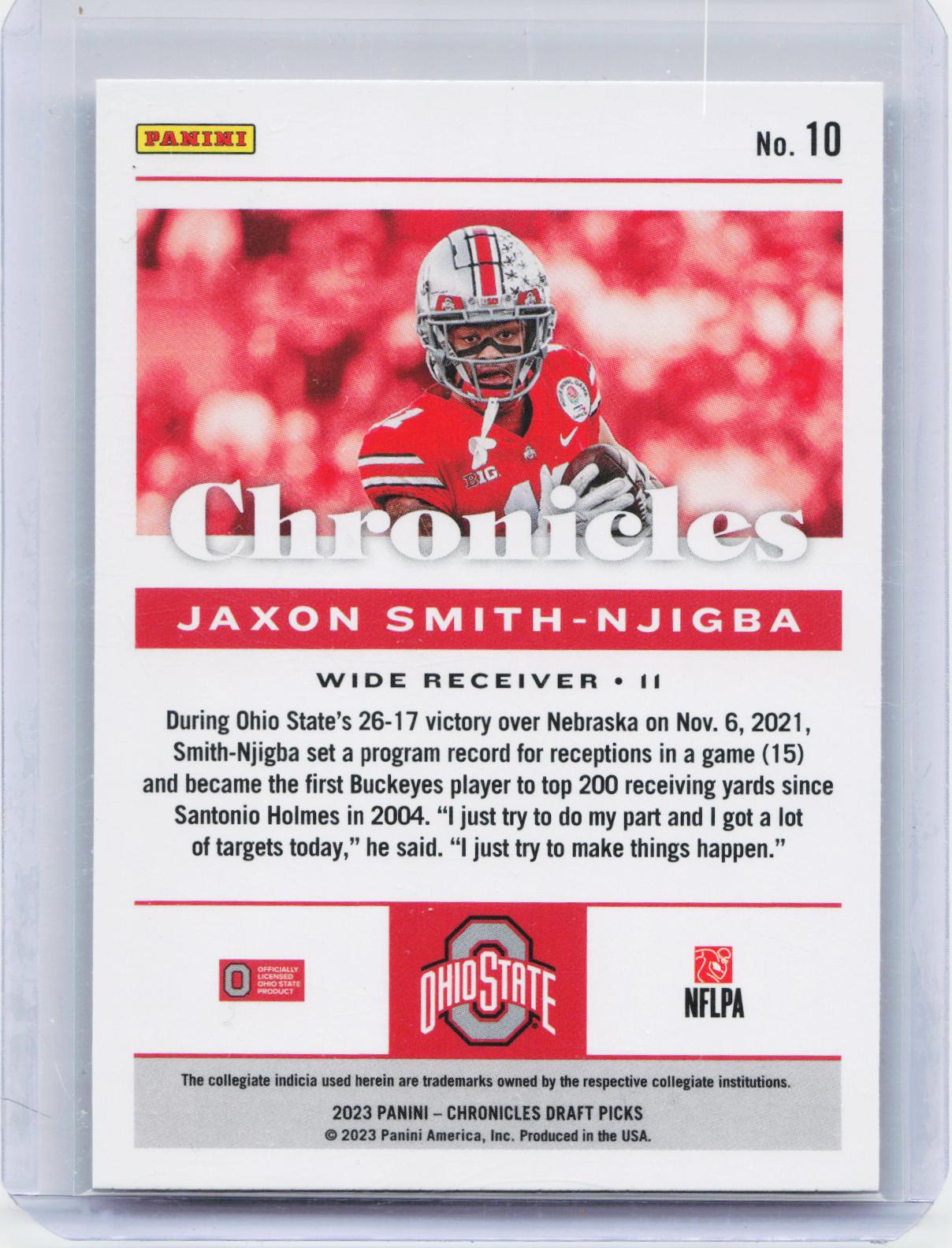 2023 Panini Chronicles Draft Picks #10 Jaxon Smith-Njigba